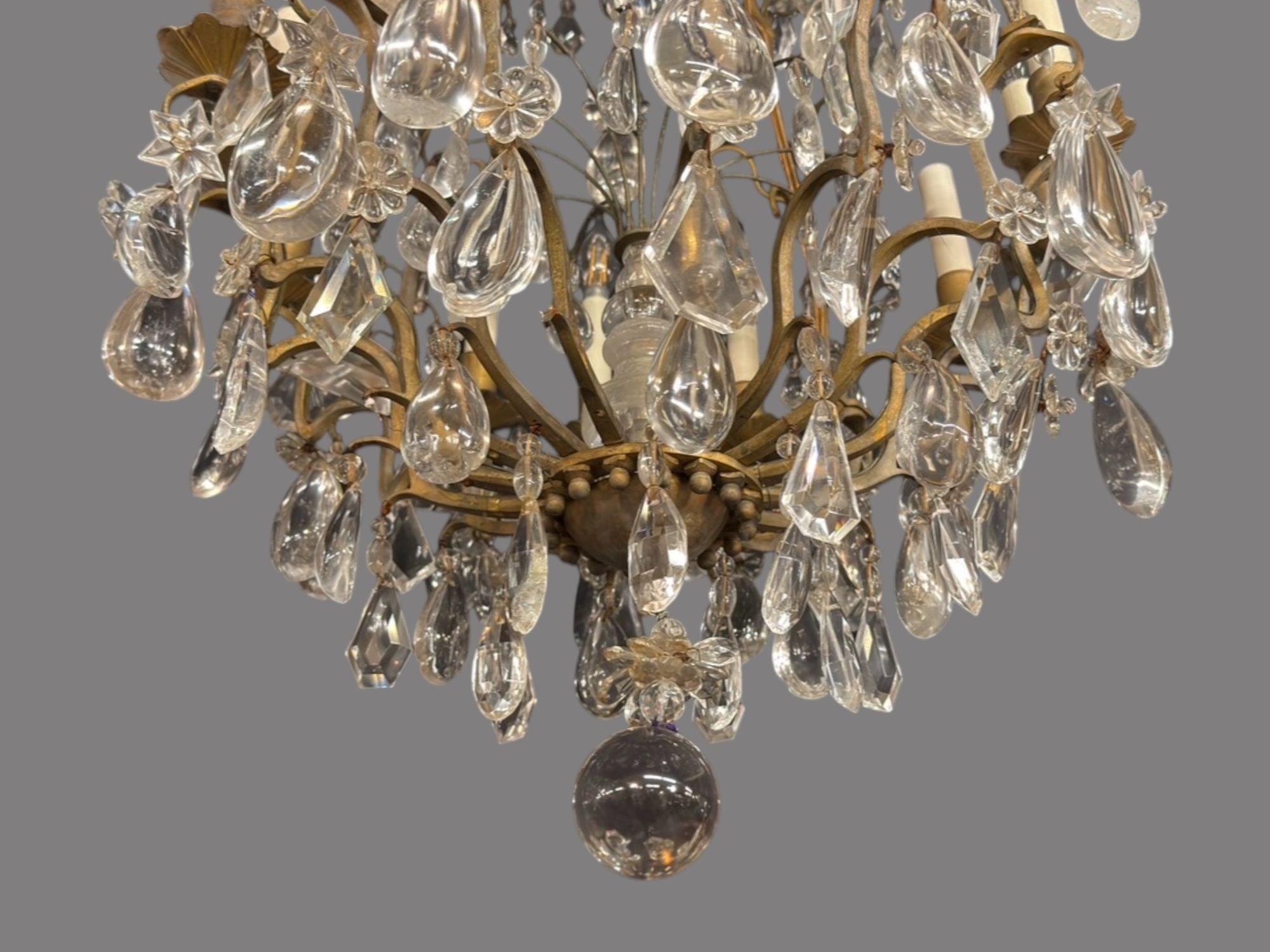 Louis XVI Style, Bronze, Rock Crystal, 12 Light Chandelier, France, 19th c.