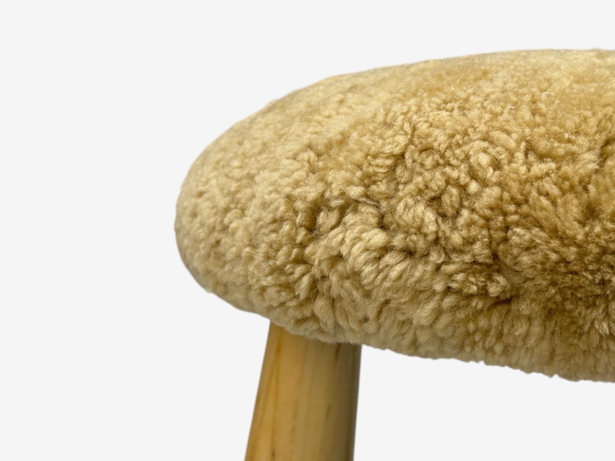 Danish Modern Style, Honey Sheepskin, Maple, Shearling Footstools, 21st C.