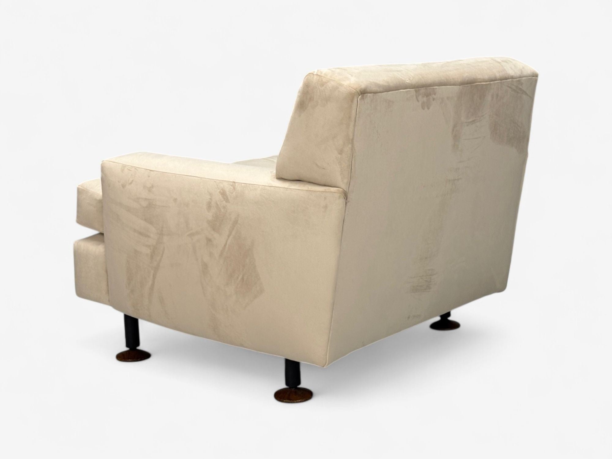 Marco Zanuso, Beige Velvet, Wood, Metal, Lounge Chair, Italy, 1960s