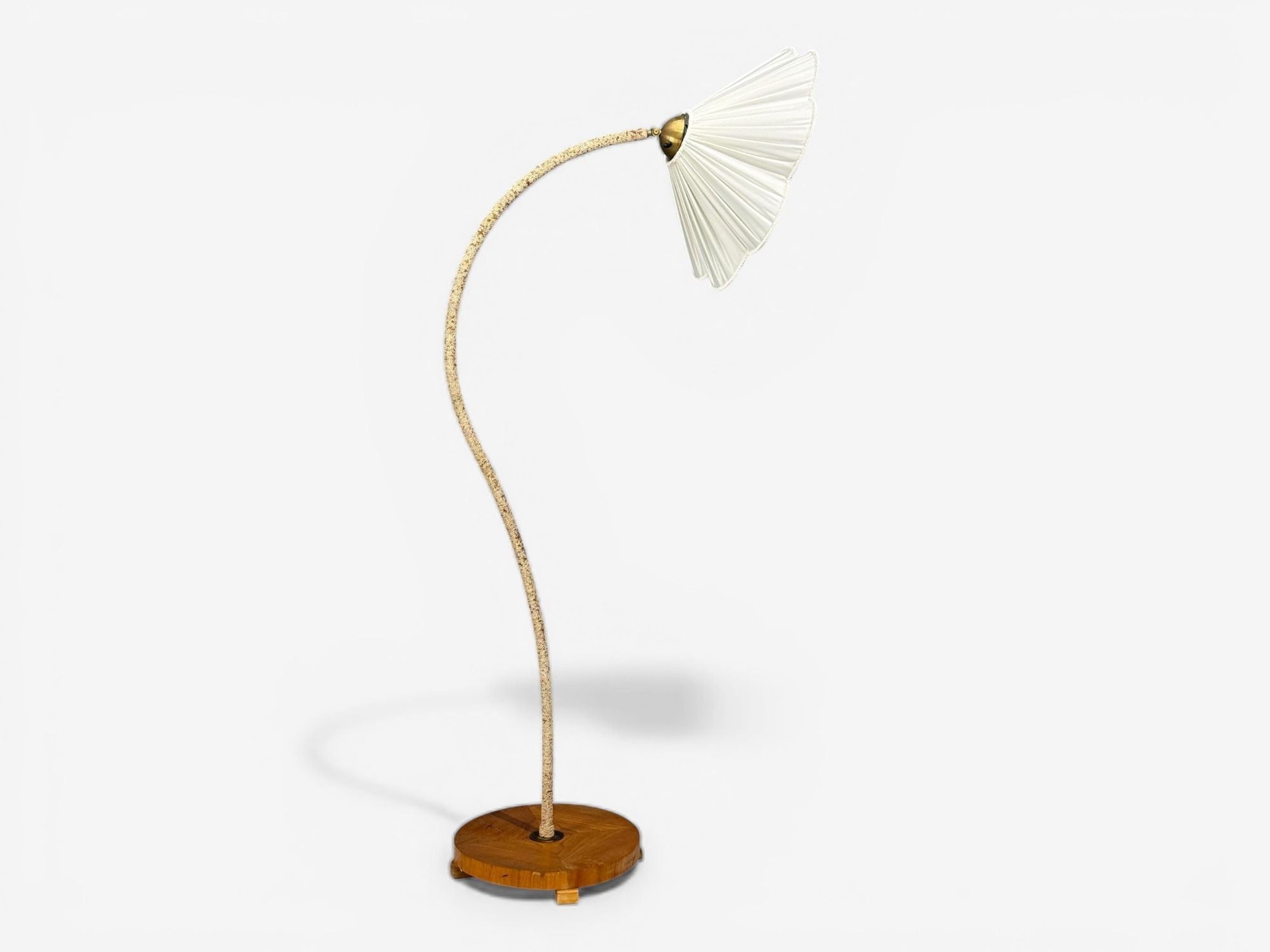 Swedish Modern, Organic Floor Lamp, Cord, Wood, Sweden, 1930s