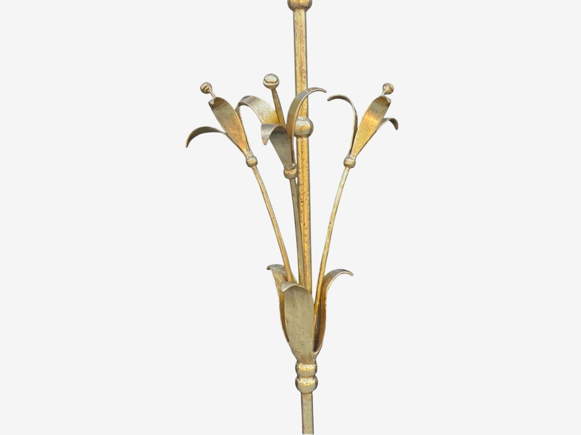 Hollywood Regency, Gilt Metal, Floral Floor Lamp, France, 1960s