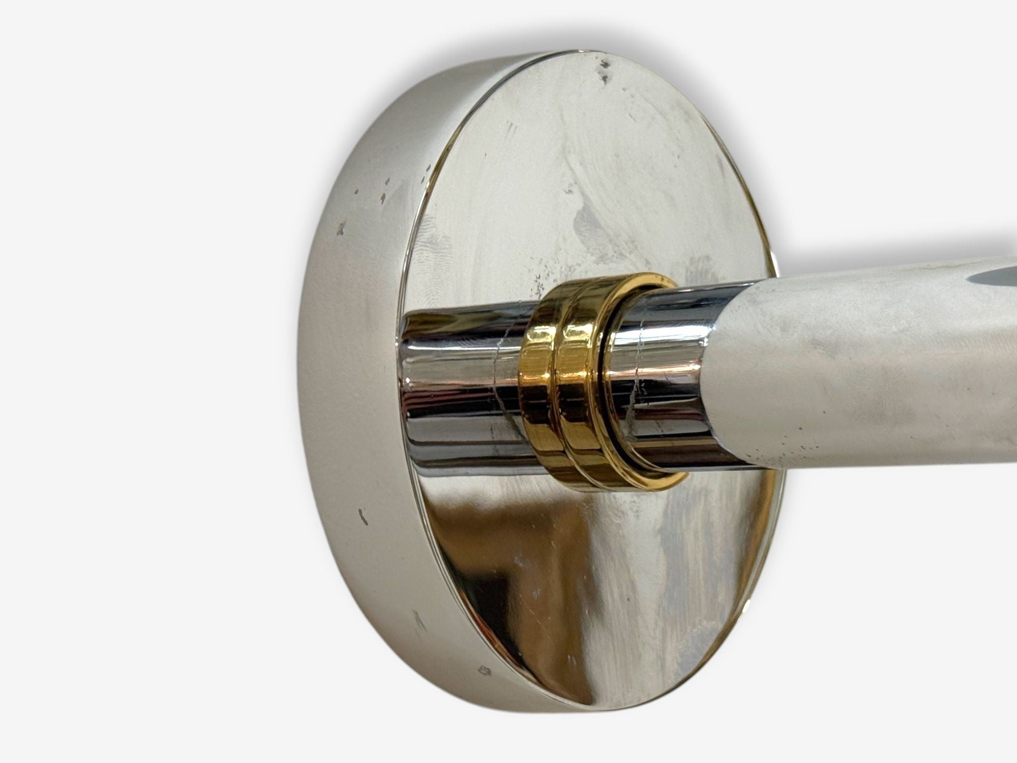 Karl Springer Style, Chrome, Brass, Large Wall Lights, USA, 1960s