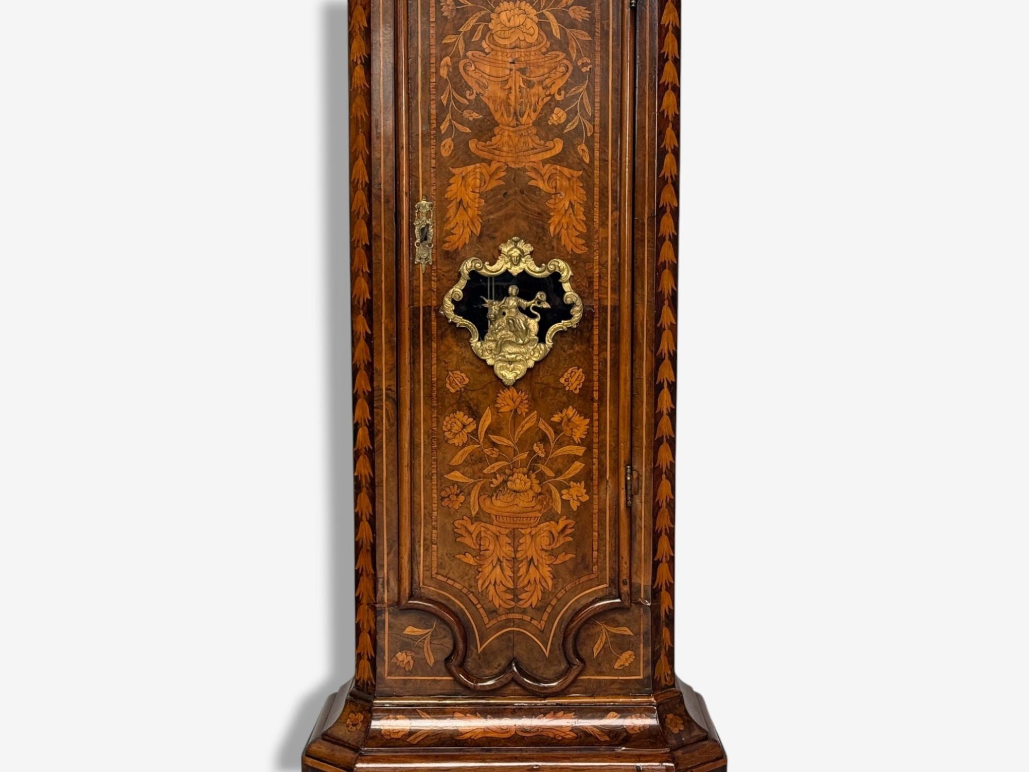 JP Kroese, Dutch Baroque, Marquetry, Moon Face Dial, Grandfather Clock, 18th C