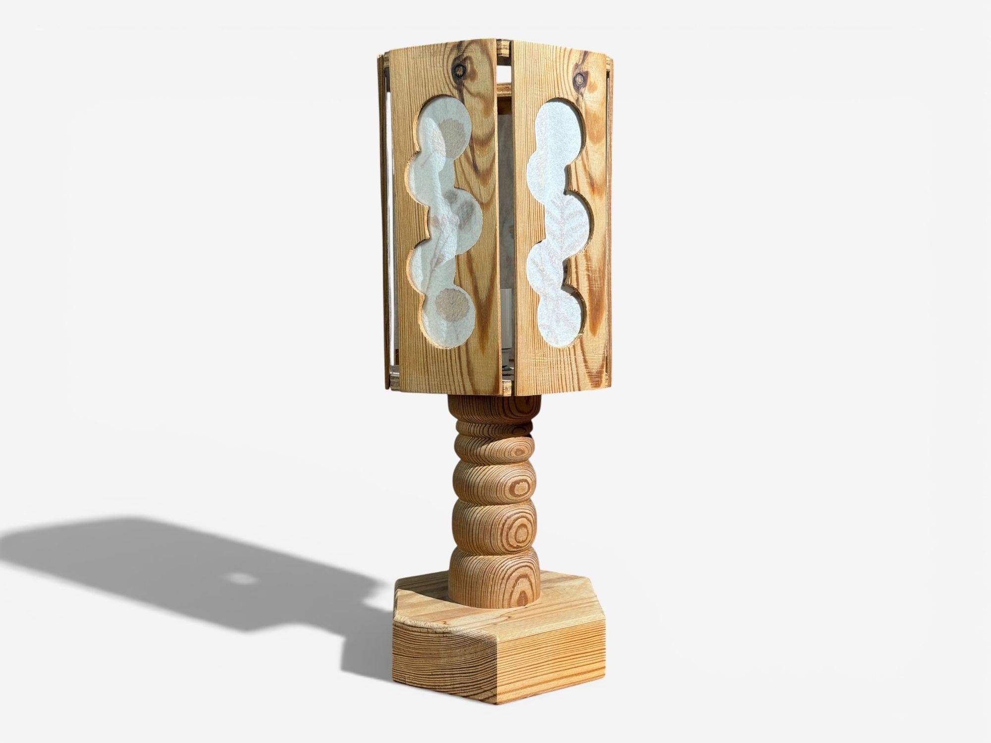 Swedish Modern, Table Lamp, Pine, Fabric, Sweden, 1940s
