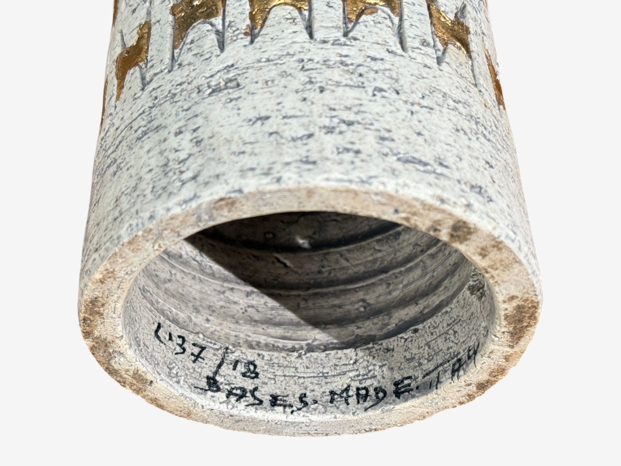 Bitossi, Table Lamp, Chamotte Clay, Gold Leaf, Italy, 1960s