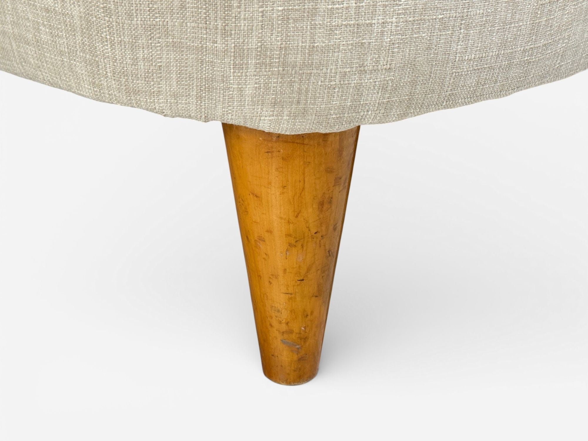 Carl-Johan Boman, Easy Chairs, Beige Linen, Wood, Finland, 1950s