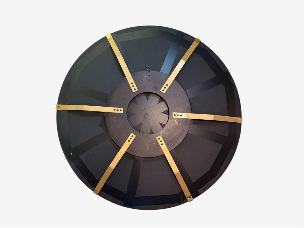 Contemporary, Modern Space Age Wall Mirror, Blue Concave Glass, Brass