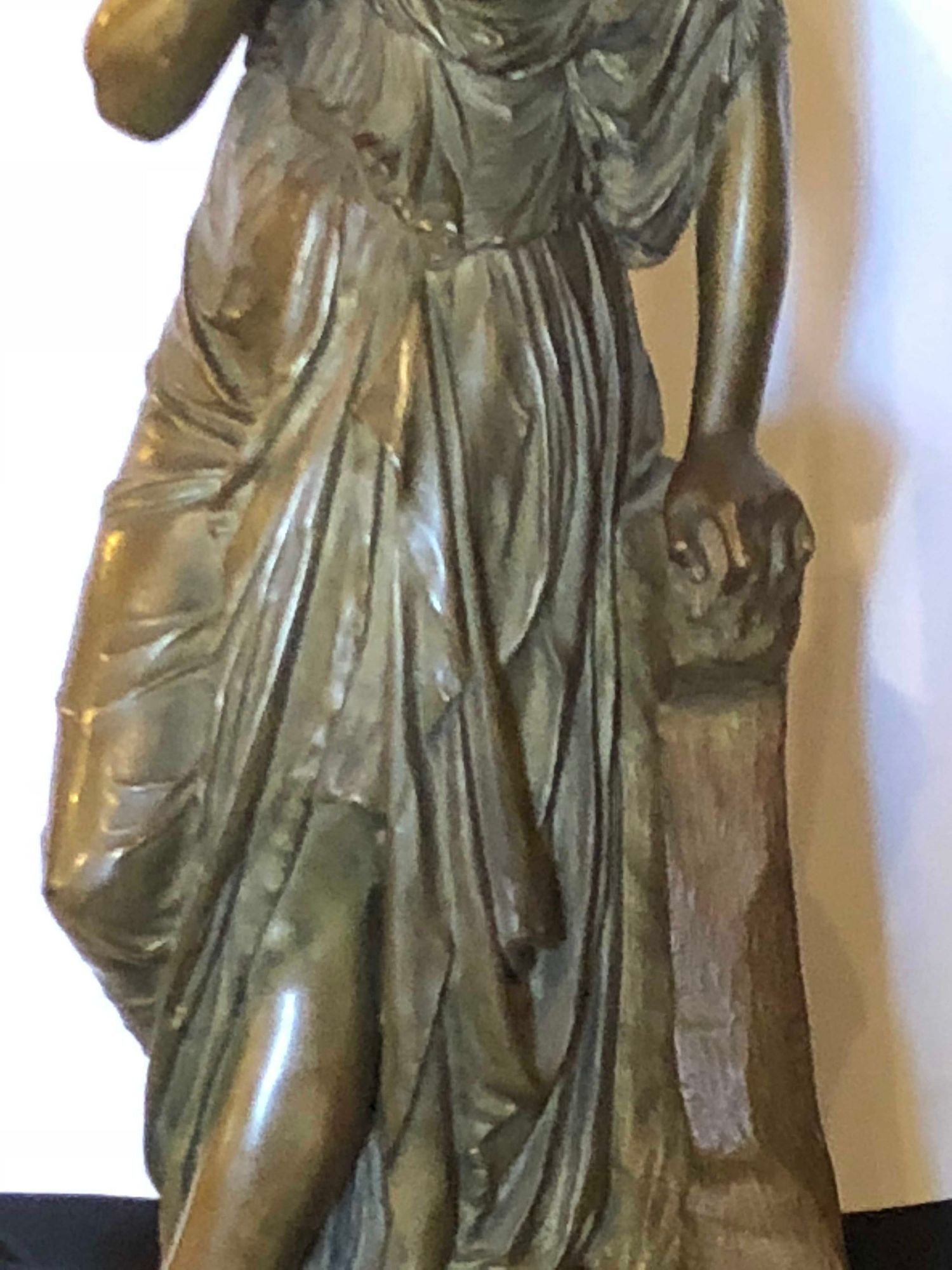 19th Century Bronze Sculpture of a Maiden in Neoclassical Form Signed E. Carlier