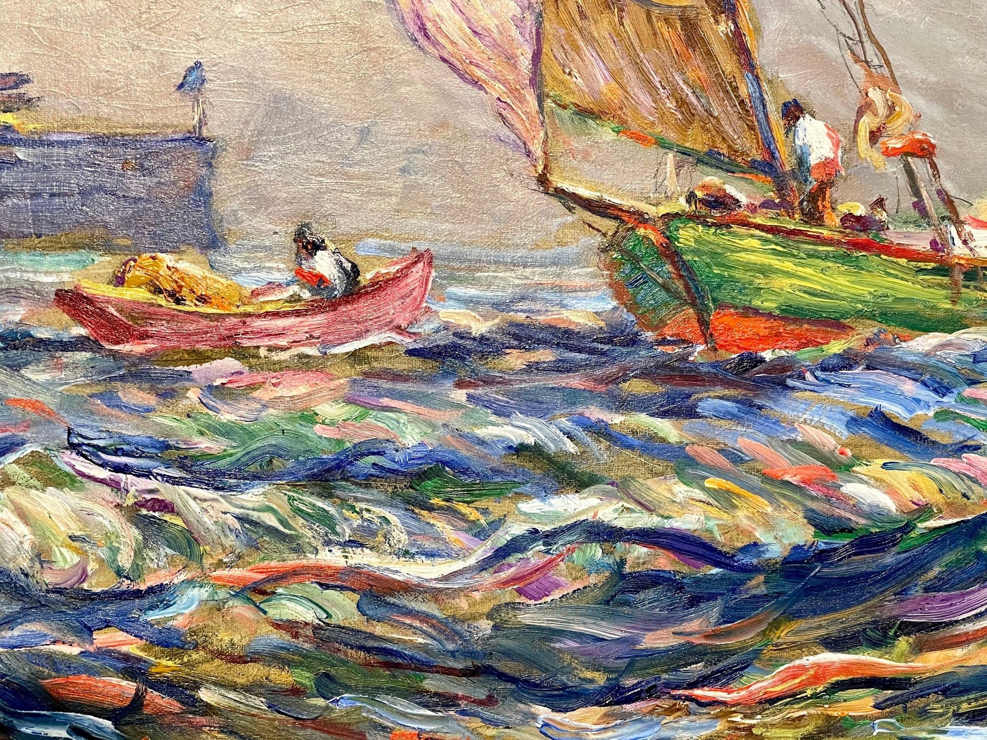 Reynolds Beal, Impressionist Oil Painting, USS Utah Rockport Mass, American 1928