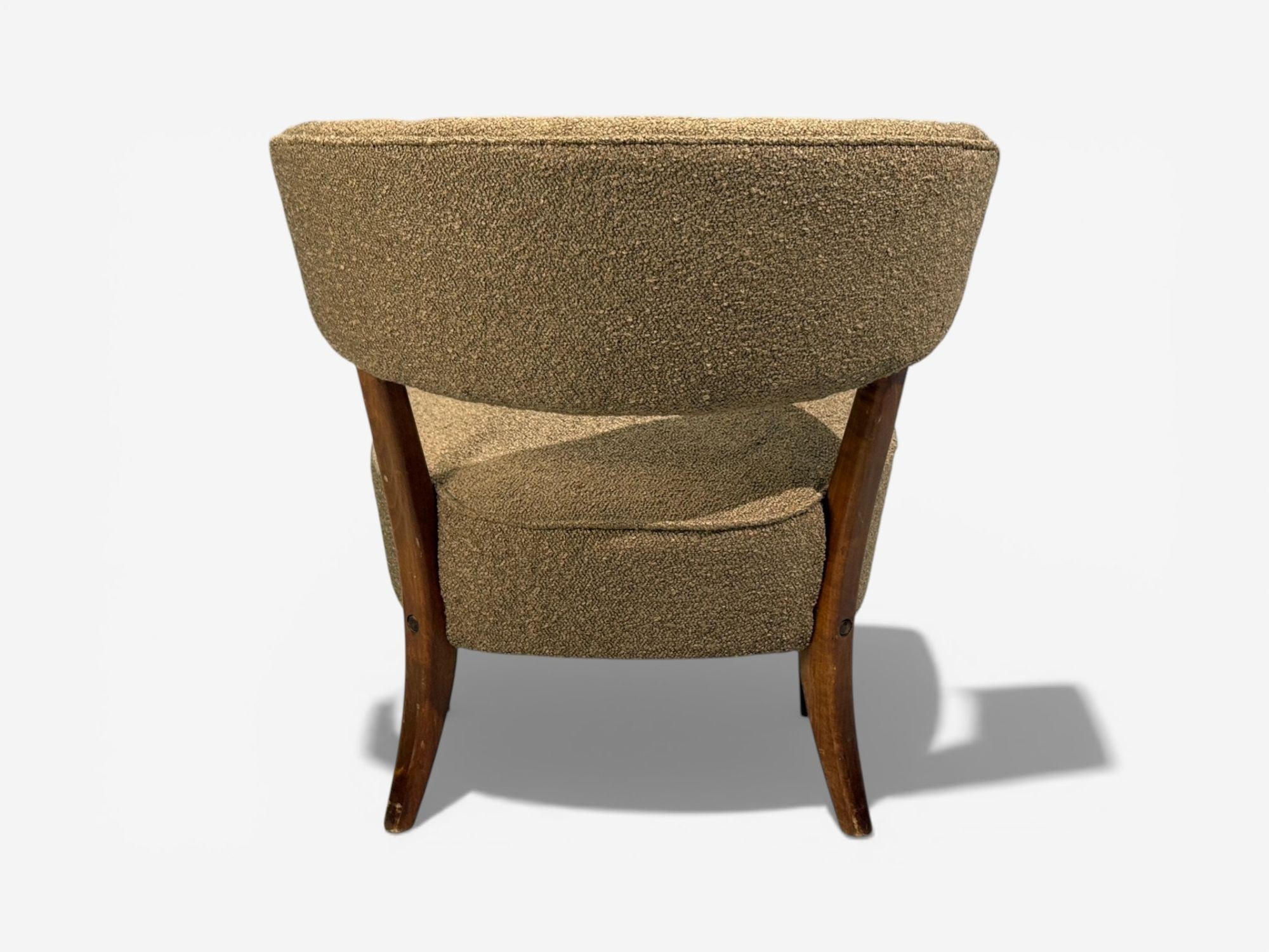 Lisa Johansson-Pape, Lounge Chairs, Brown Boucle, Wood, Finland, 1940s