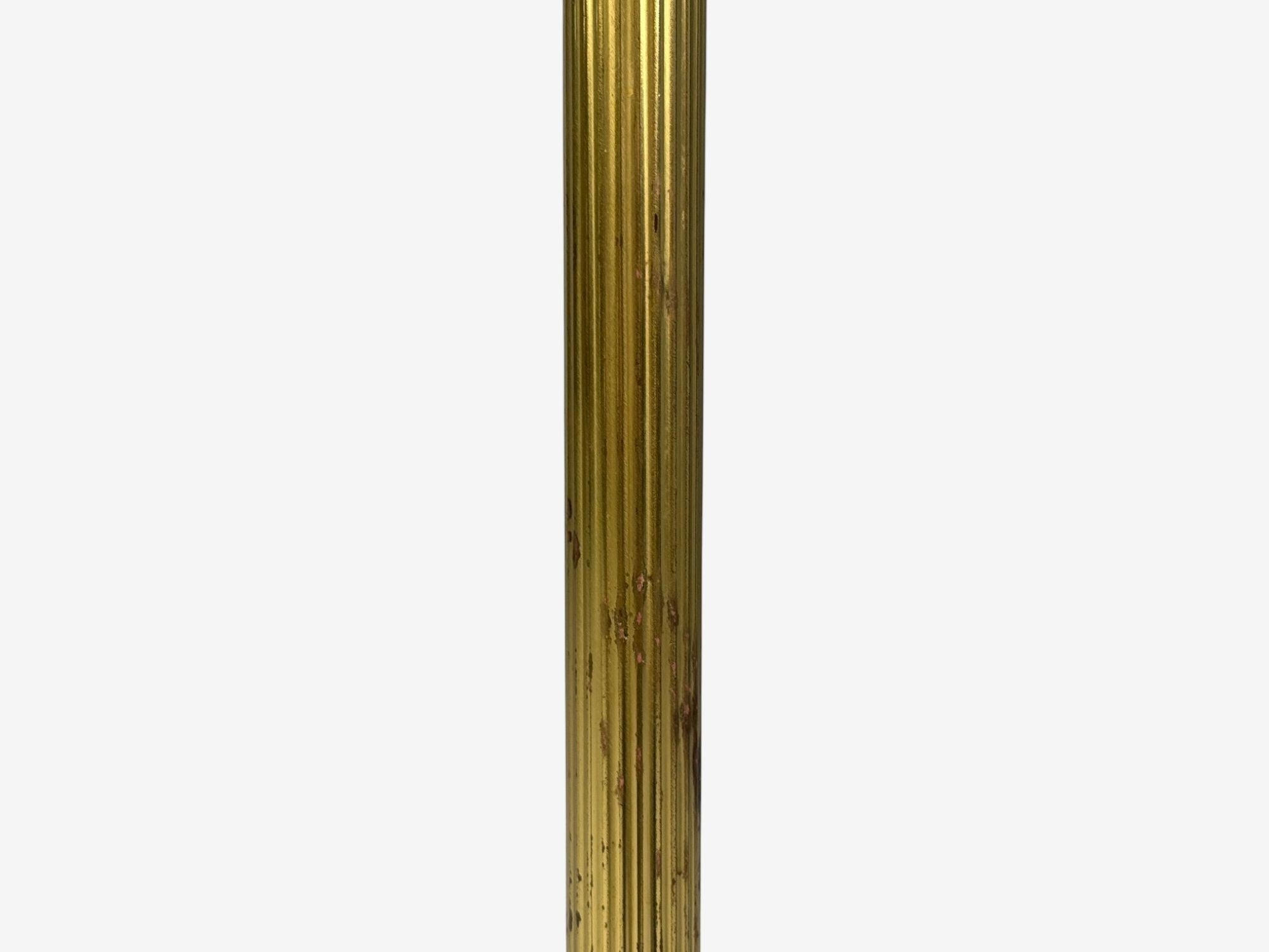 Danish Modern, Brass, Paper, Adjustable Floor Lamp, Denmark, 1960s
