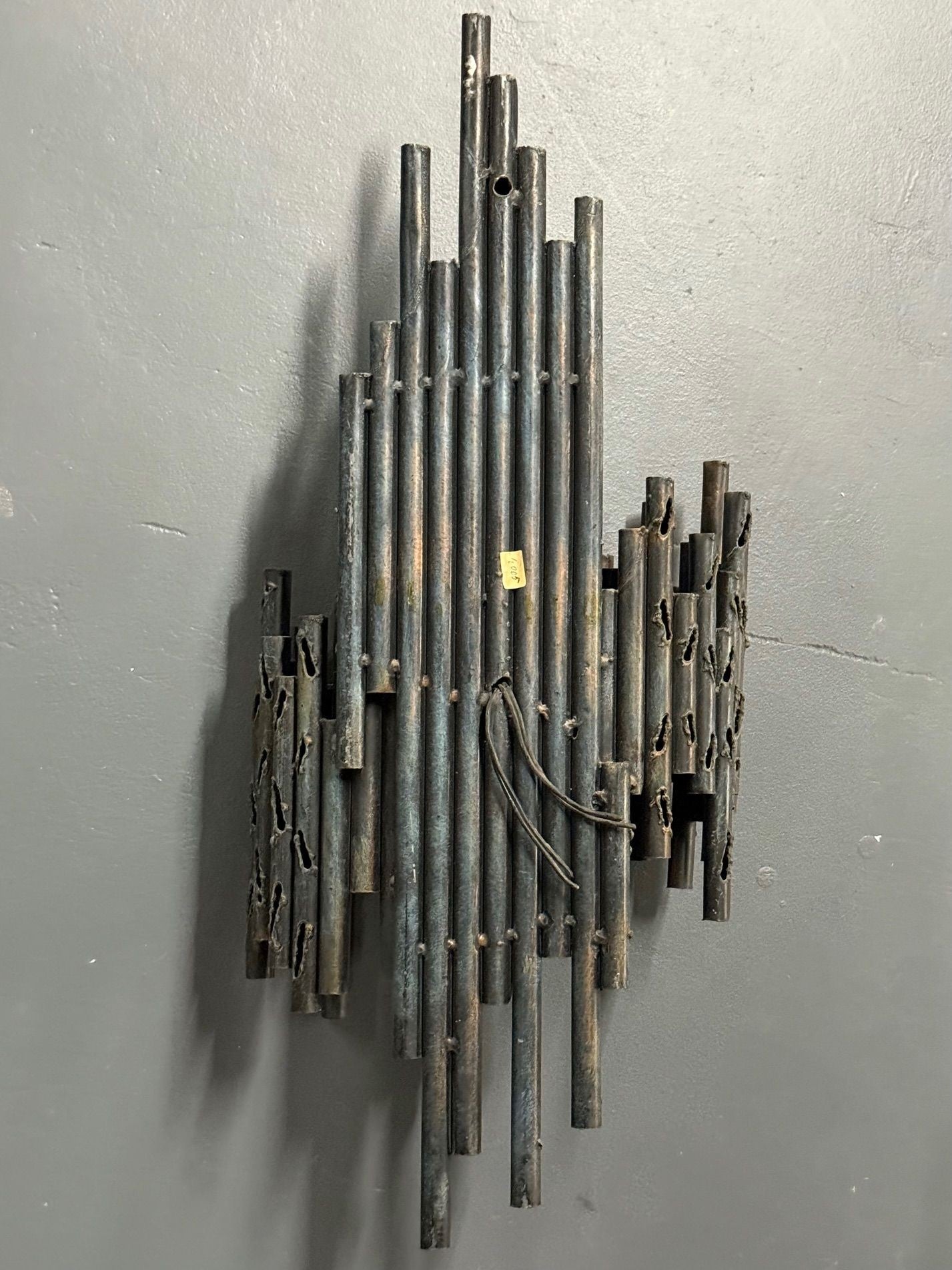 Marcello Fantoni, Brutalist Mid-Century Modern Wall Sconces, Wrought Iron, Glass