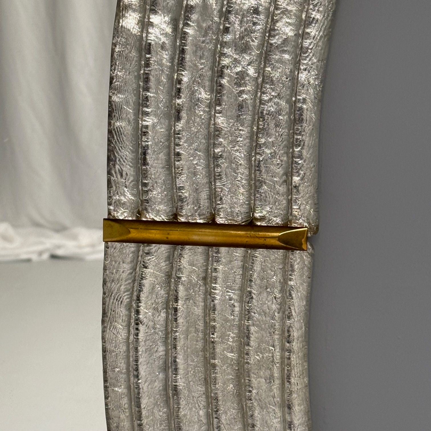 Contemporary, Modern Italian Wall Mirrors, Murano Glass, Silver Leaf, Brass