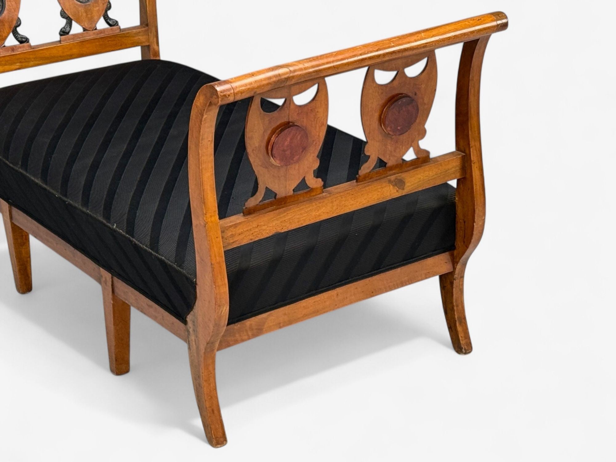 Biedermeier Style, Fruitwood, Black Fabric, Daybed, USA, 19th c.