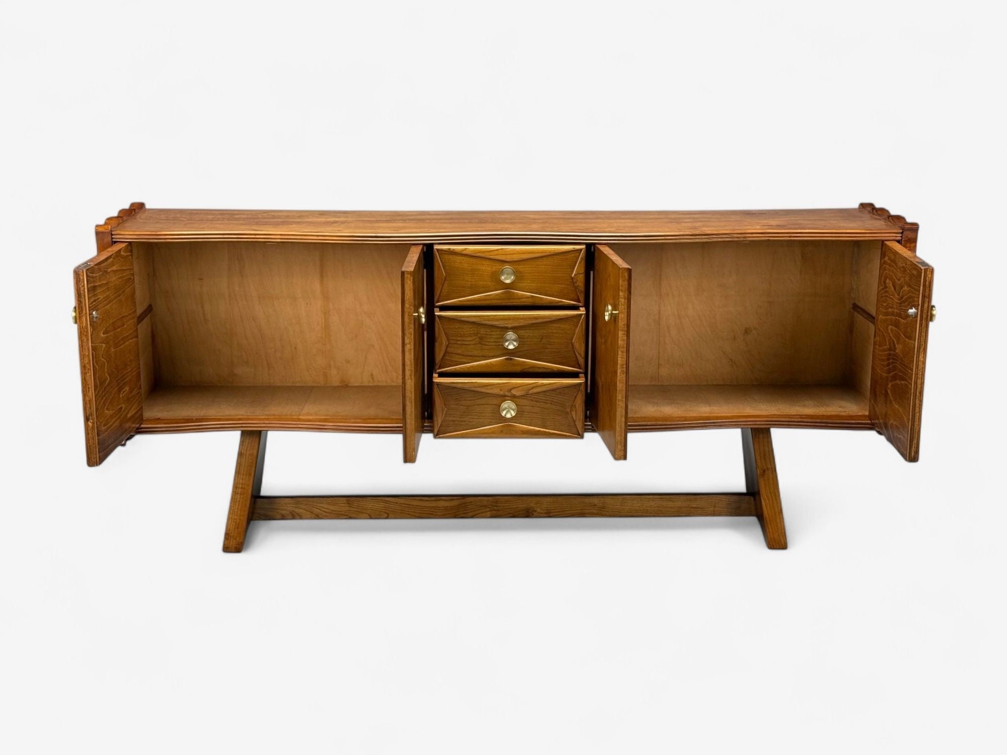 Paolo Buffa, Italian Modern, Cherrywood, Brass, Sideboard, Italy, 1950s