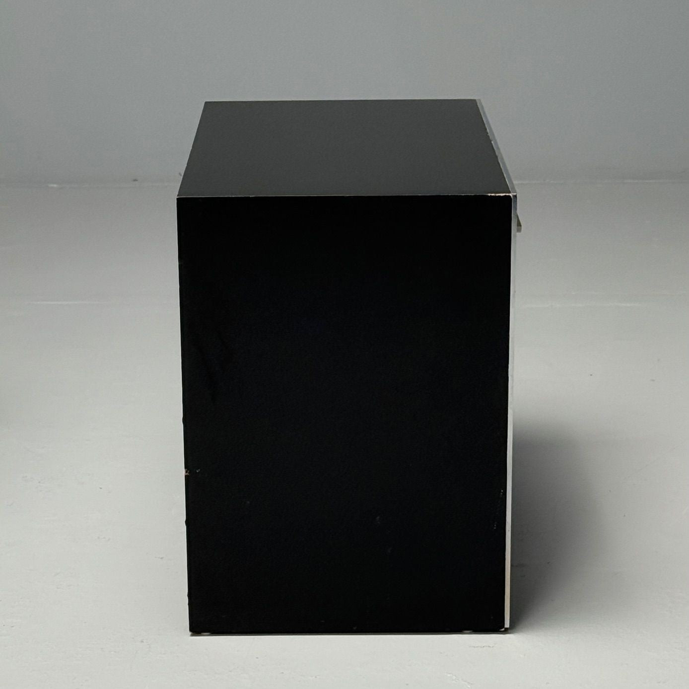 Milo Baughman Style, Mid-Century Modern, Nightstands, Rosewood, Chrome, 1970s