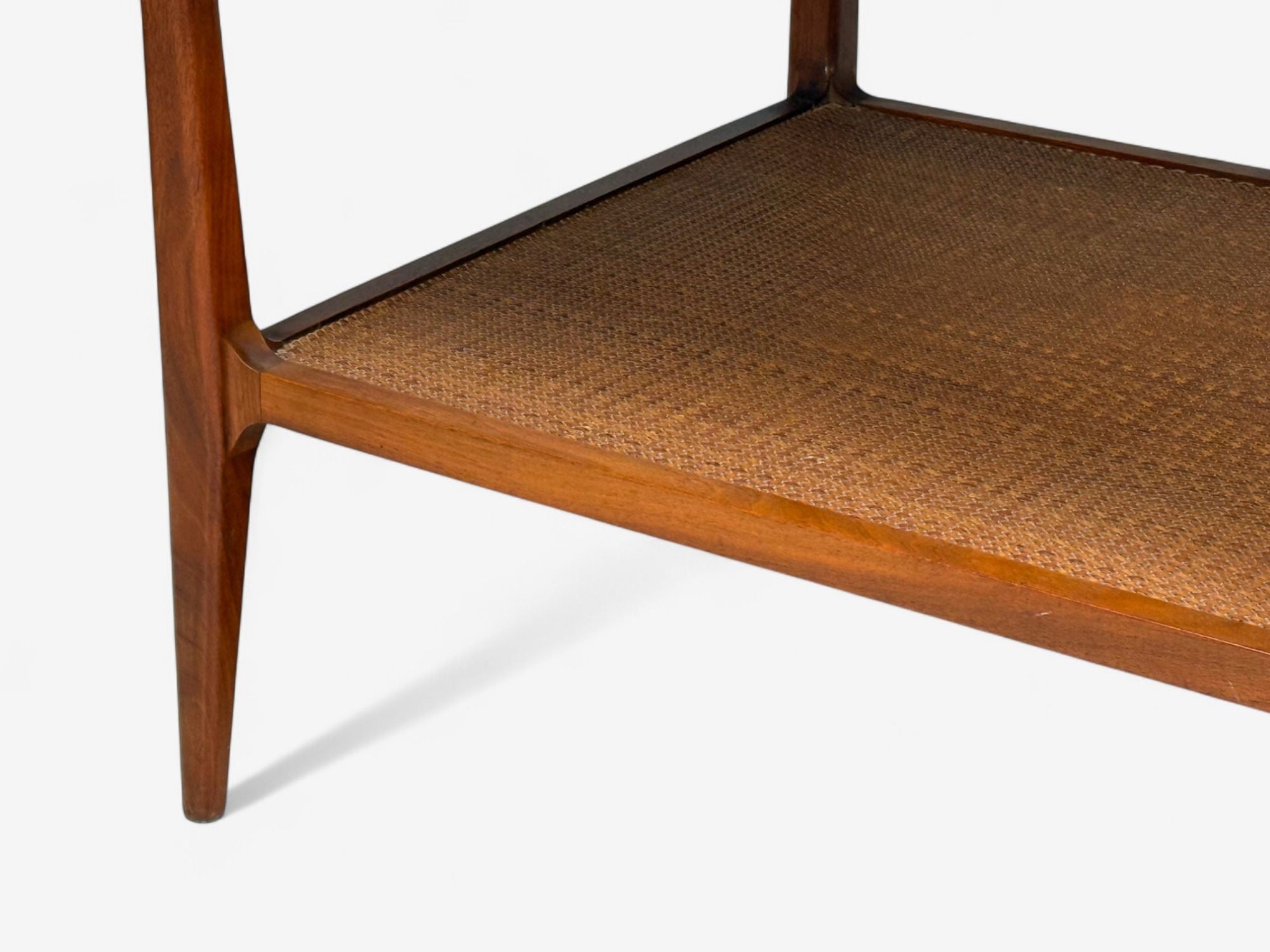 Heritage, American Modern, Walnut, Cane, End Tables, USA, 1960s