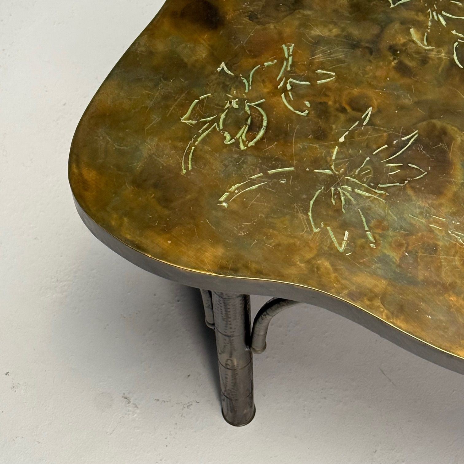 Philip & Kelvin LaVerne, Mid-Century Modern, Organic Form Coffee Table, Bronze