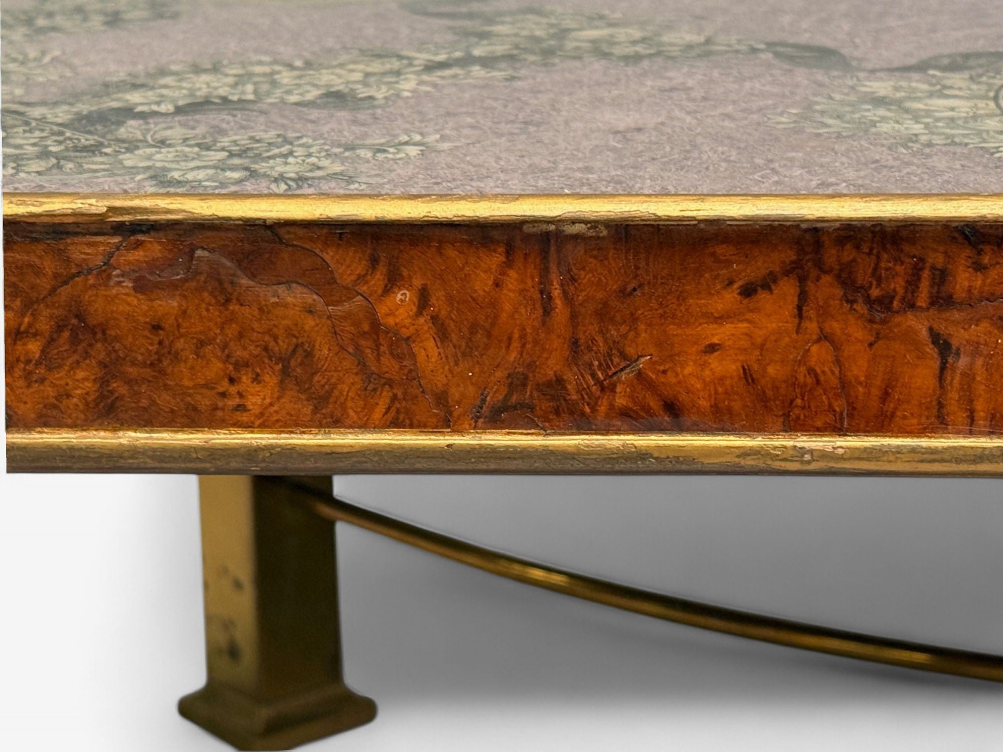 Italian Modern, Bronze, Burlwood, Monumental Coffee Table, Italy, 1940s
