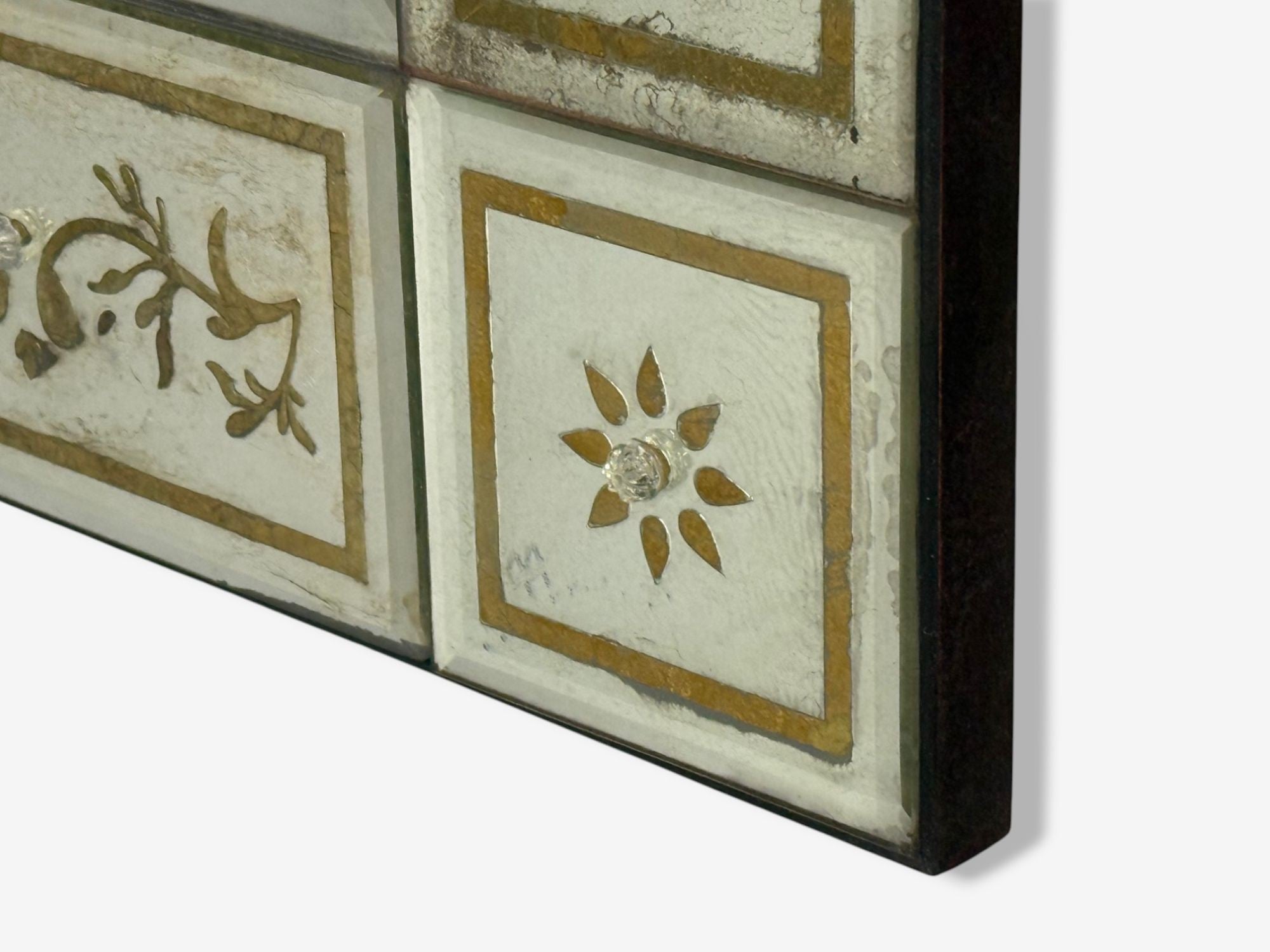 Maison Jansen Style, Verre Églomisé Glass, Wood, Venetian Wall Mirror, 20th c.