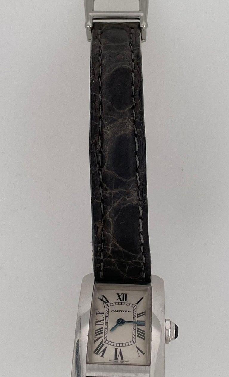 A Vintage Cartier Tank Allonge Wrist Watch, Alligator band