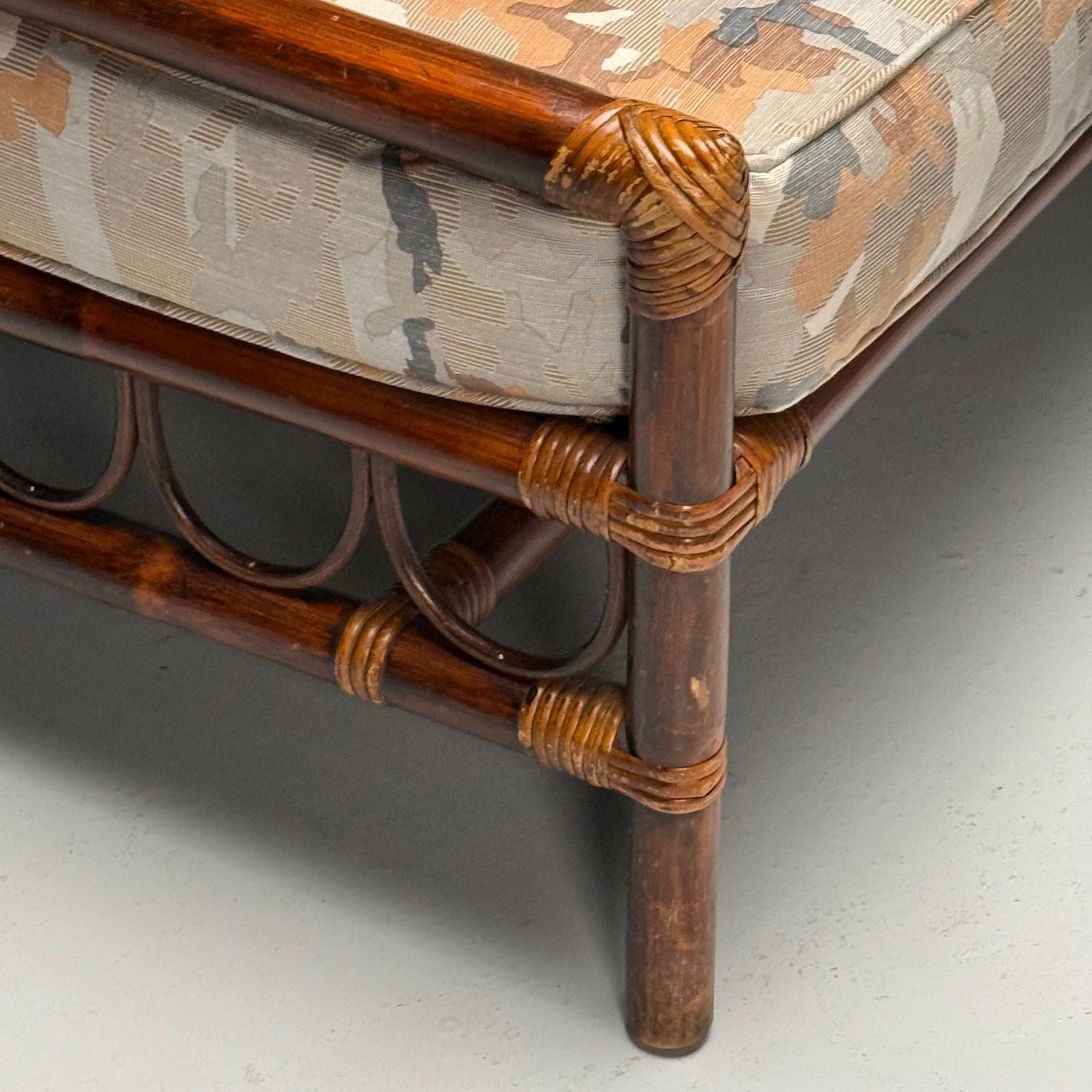 Mid-Century Modern, Daybed or Sofa, Bamboo, Cane, Wood, 20th C.