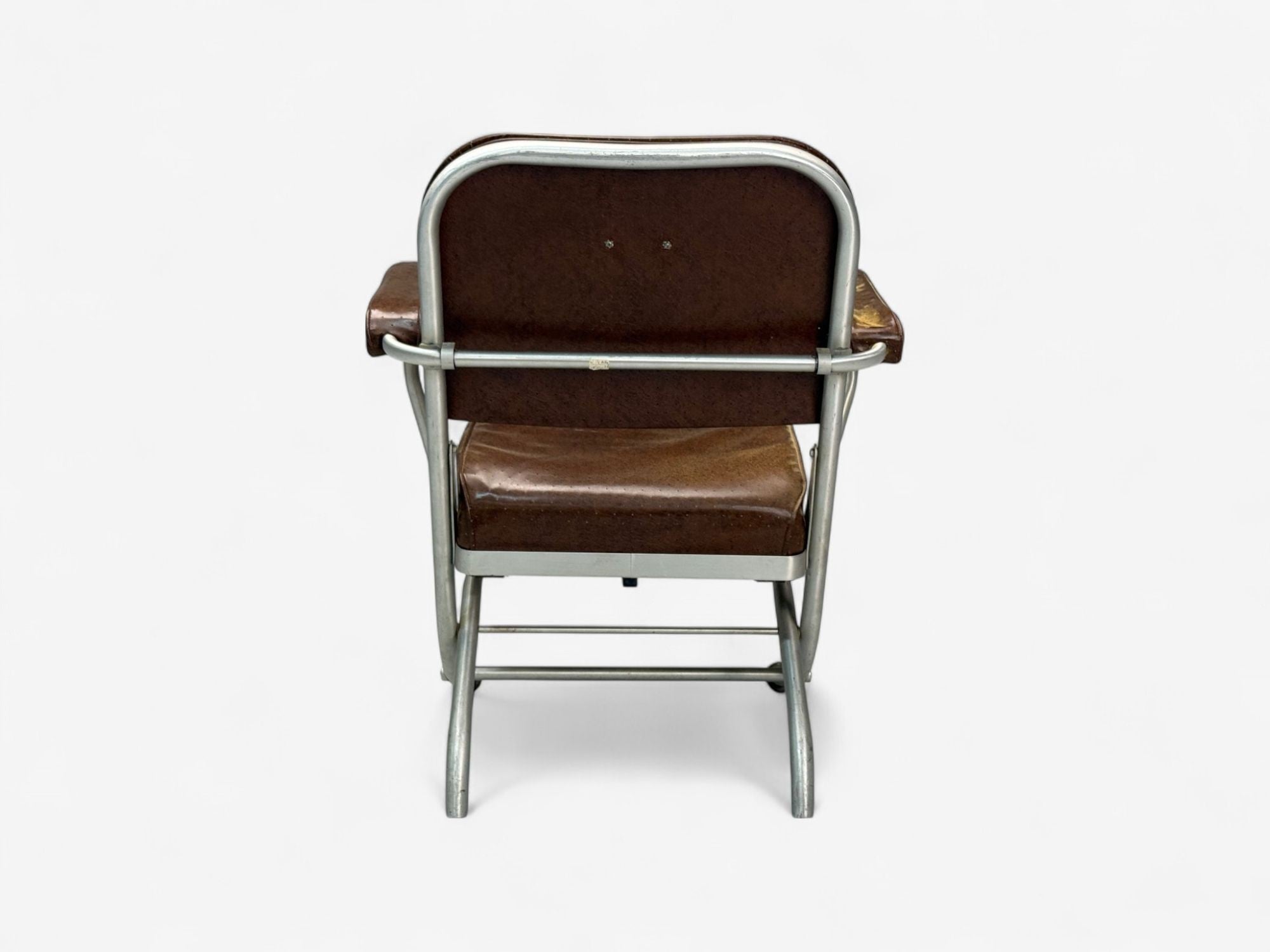 Warren McArthur, Brown Leather, Aluminum, Folding Chairs, USA c. 1935