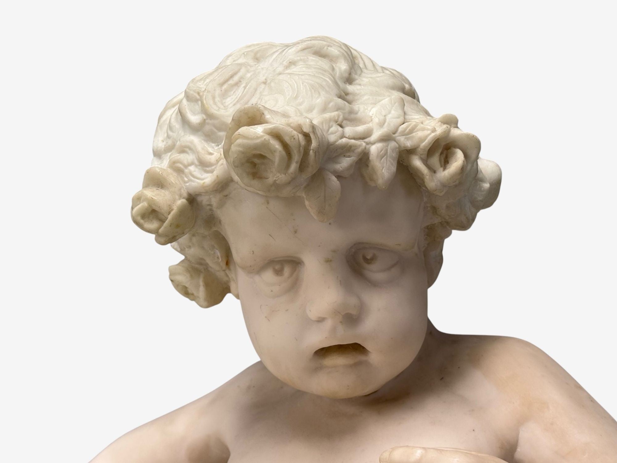 Neoclassical, Faux Marble, Seated Angel Busts on Sleighs, Italy, 1960s
