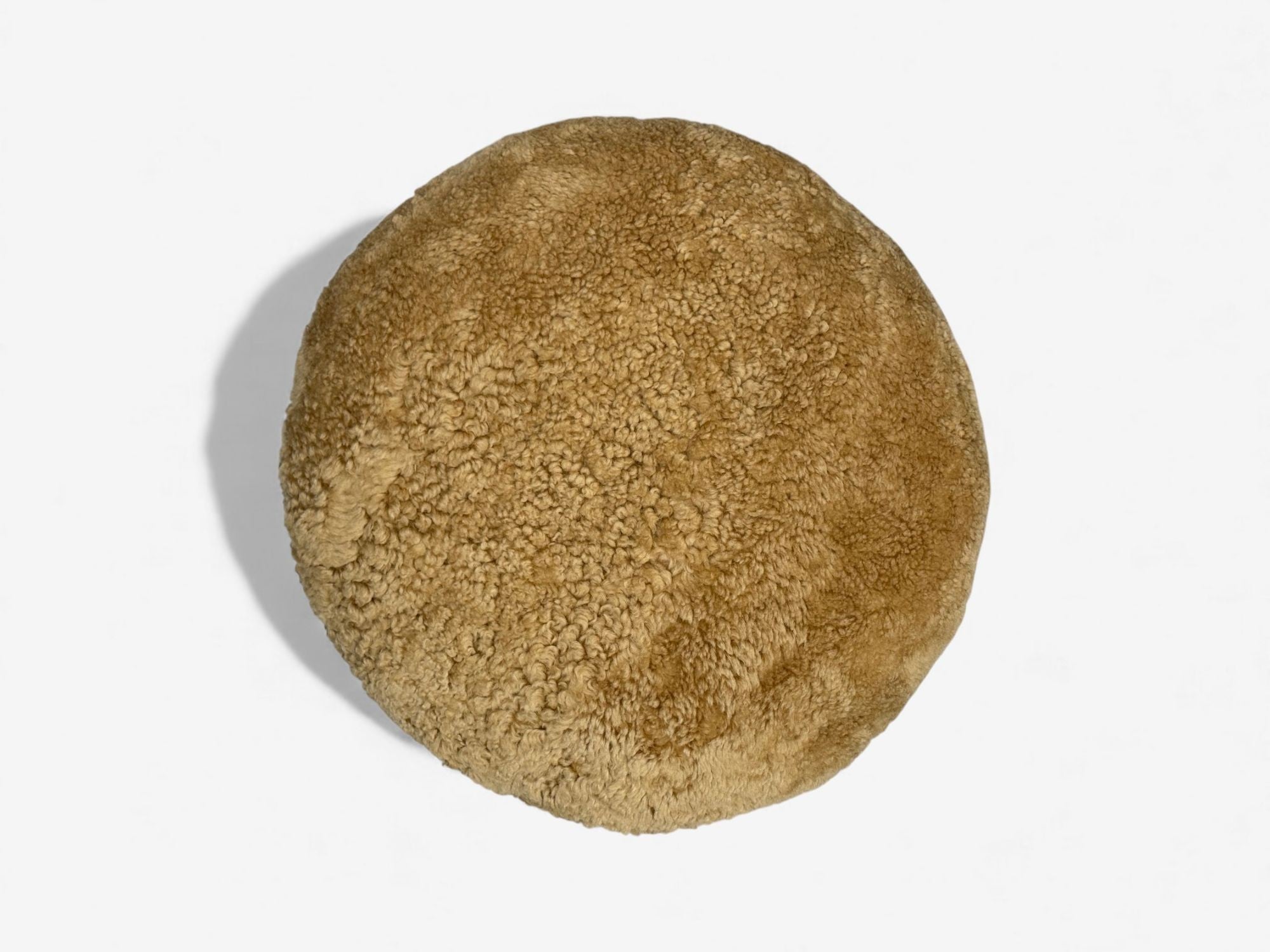 Danish Modern Style, Honey Sheepskin, Maple, Shearling Footstools, USA, 21st c.