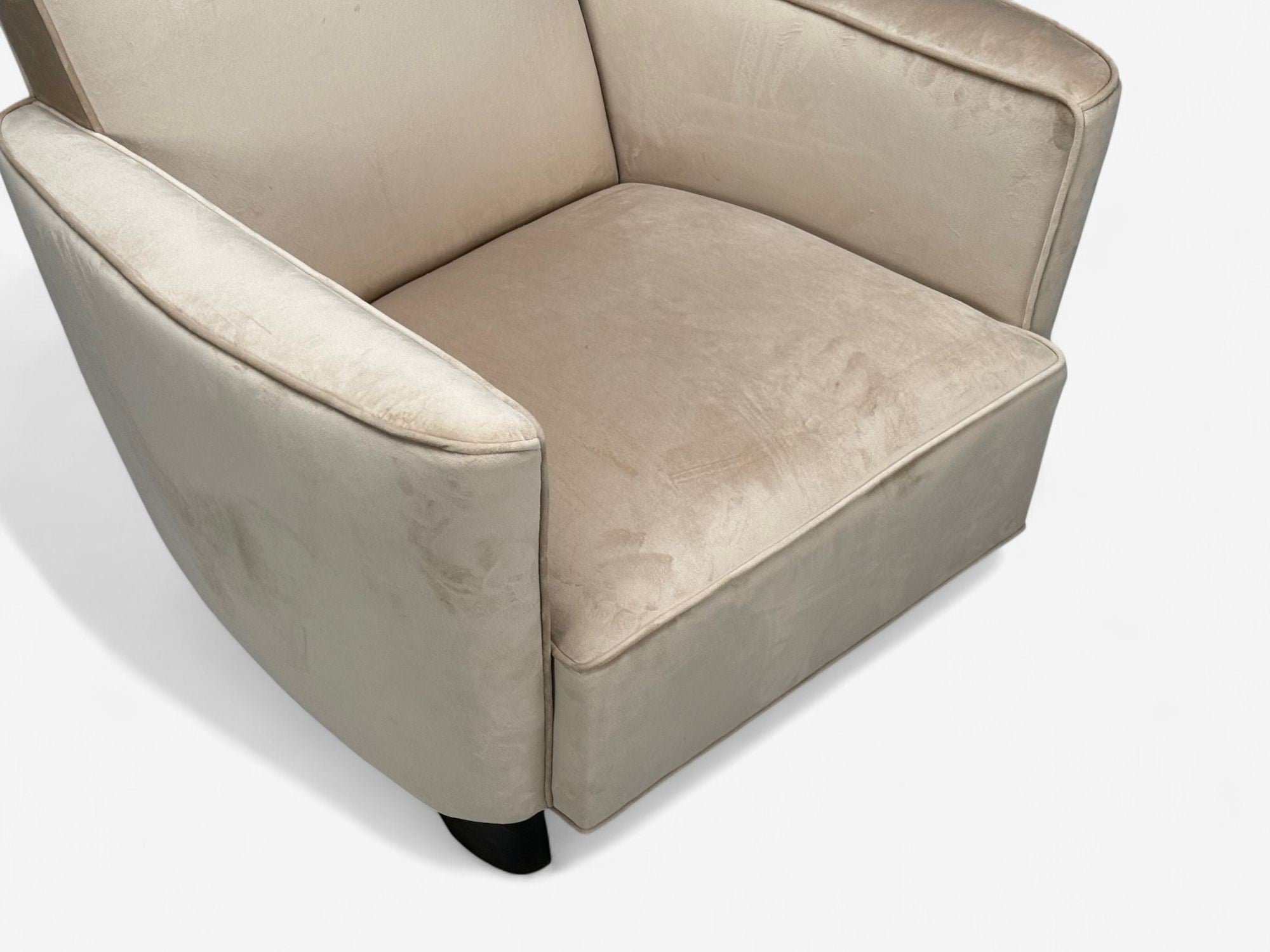 Slagelse Mobelfabrik, Beige Velvet, Beech, Lounge Chairs, Denmark, 1940s