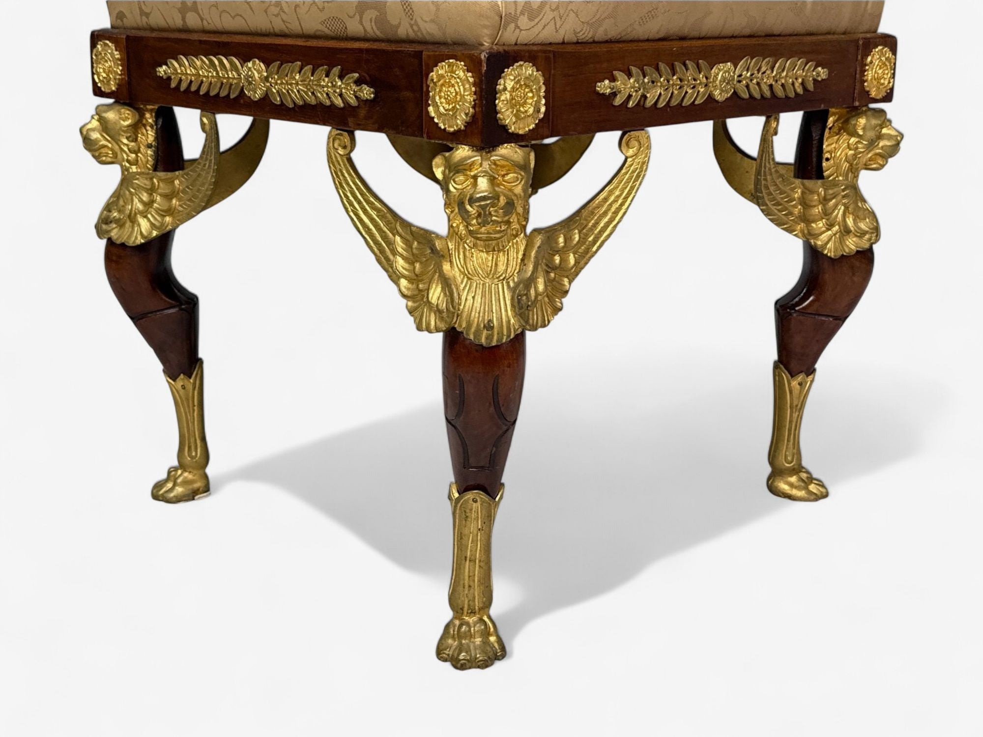French Empire Revival, Bronze, Mahogany, Fabric, Footstool, France, 19th c.