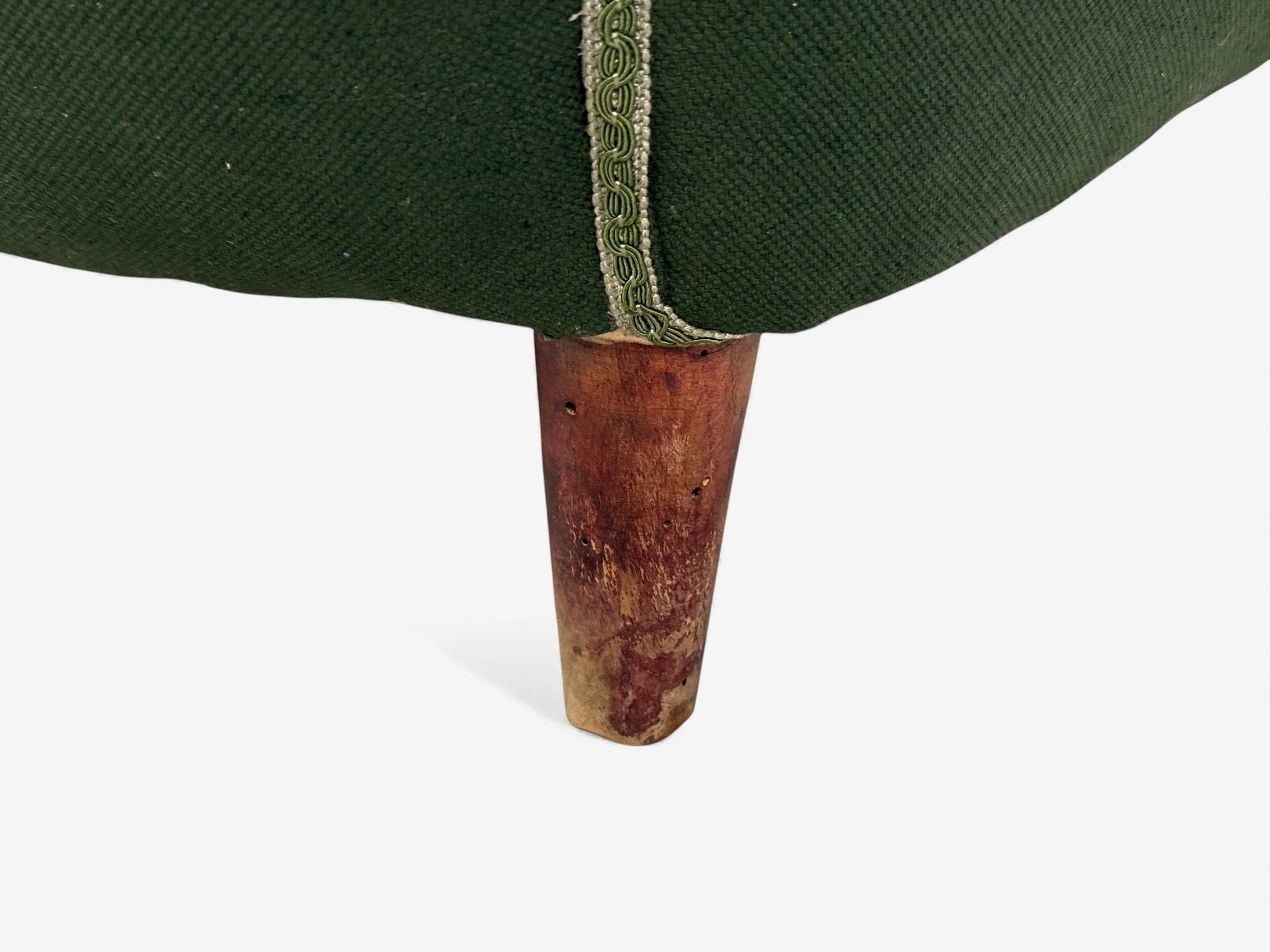 Melchiorre Bega attr., Dark Green Fabric, Wood, Lounge Chair, Italy, 1950s