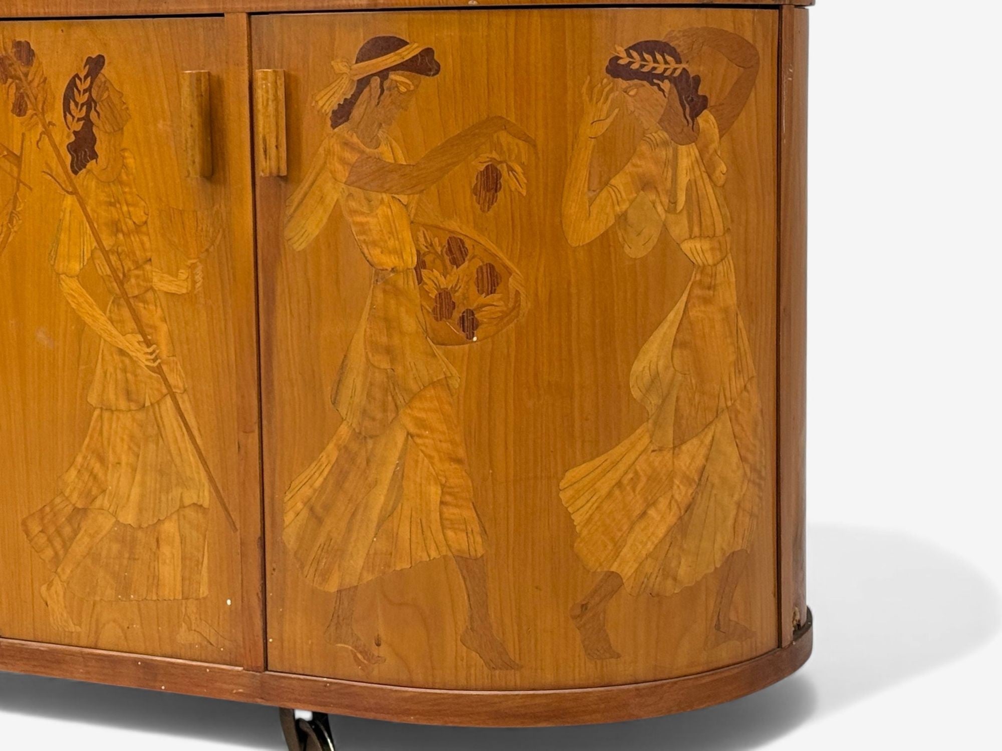 Erik Mattsson, Art Deco, Marquetry, Glass, Rare Bar Cart, Sweden c. 1939