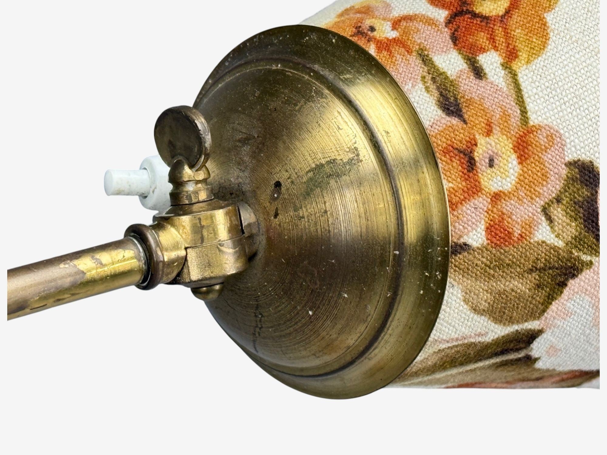 Corona Belysning, Floor Lamp, Wood, Brass, Fabric, Sweden, 1940s