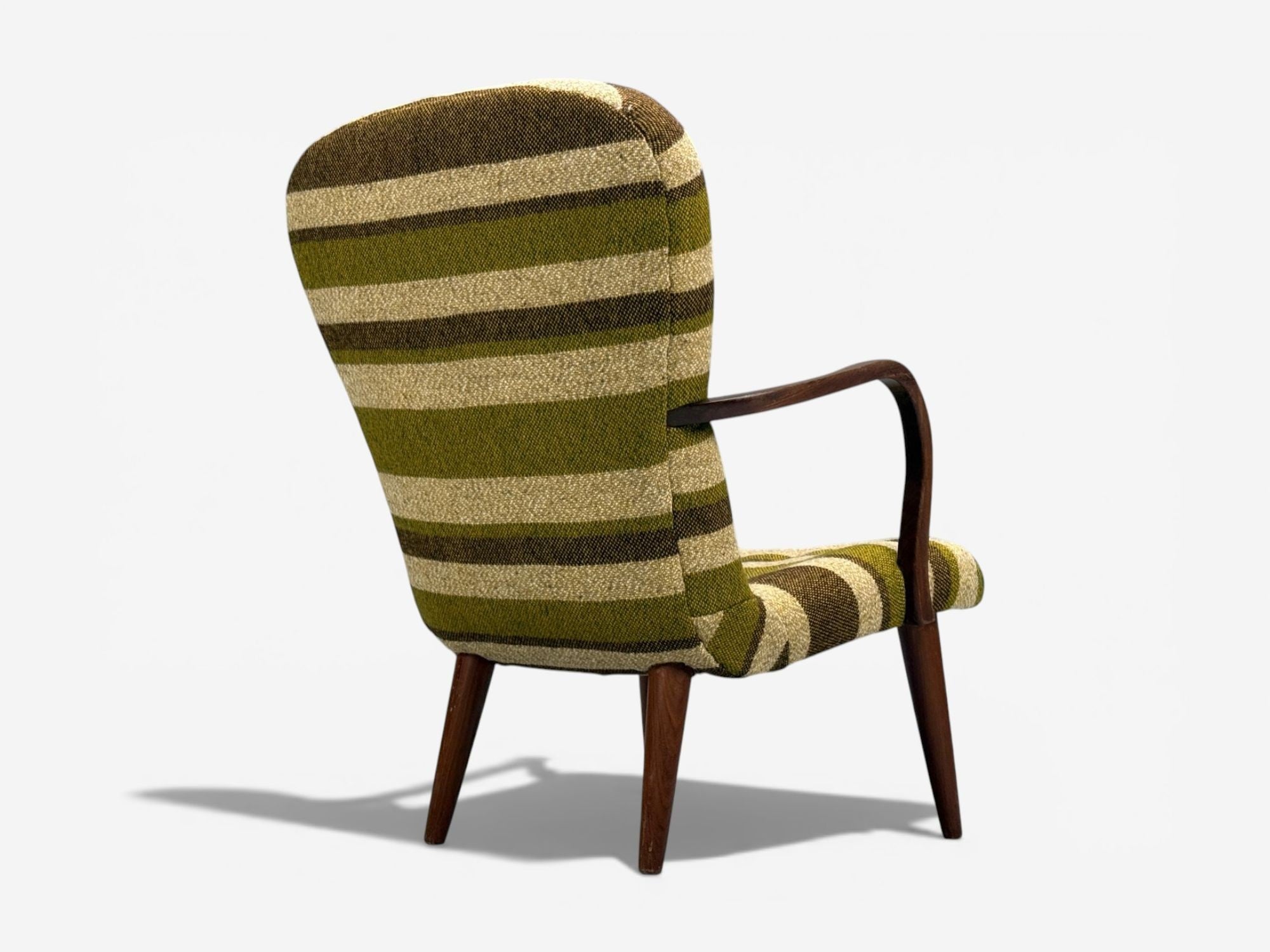 Philip Arctander Style, Lounge Chair, Wool, Walnut, Denmark, 1940s