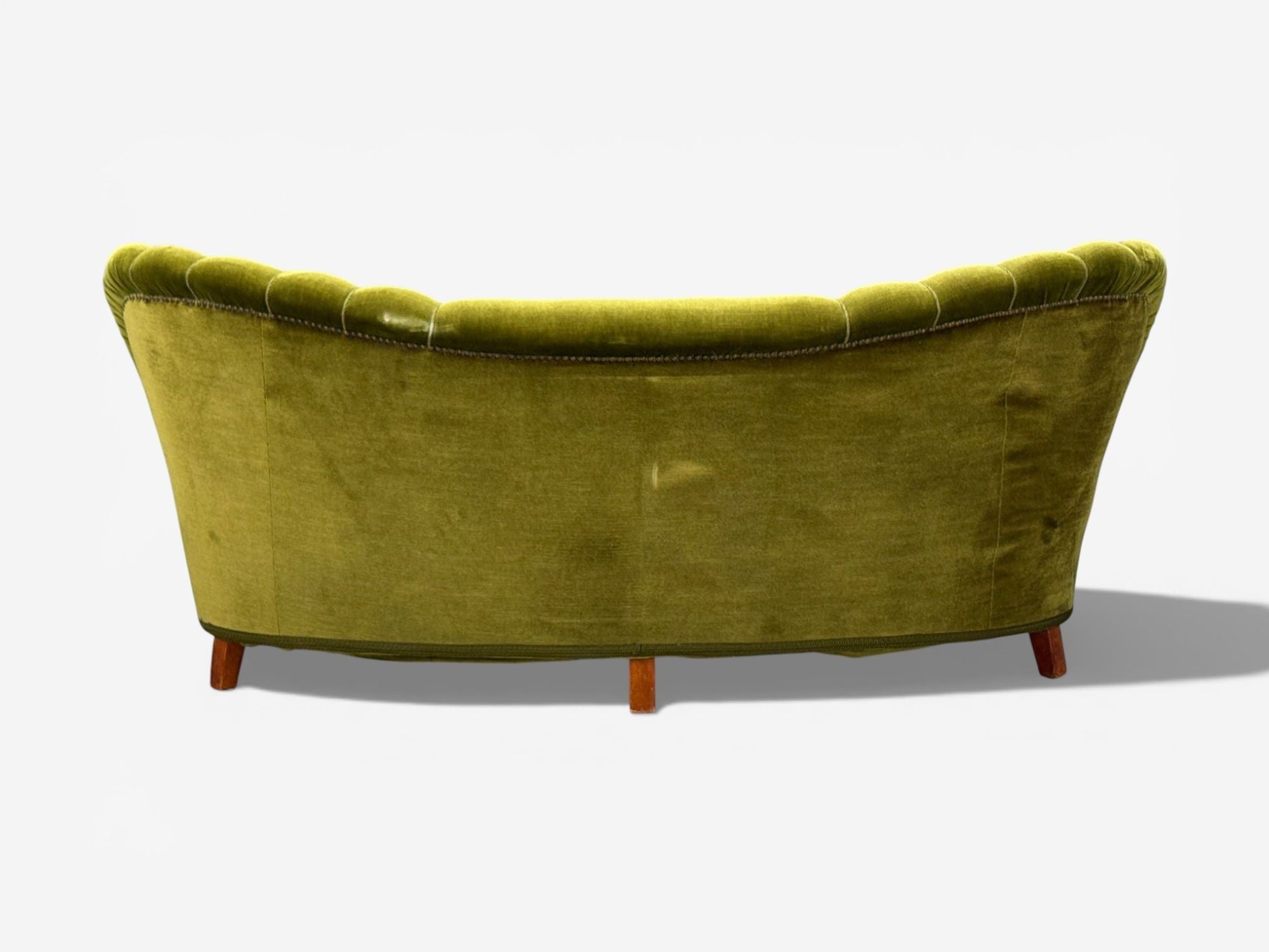 Swedish Modern, Sofa, Green Velvet, Elm, Sweden, 1940s