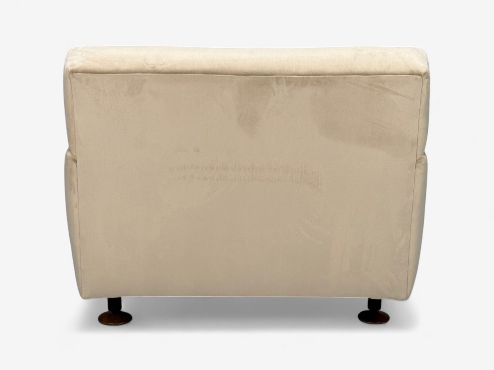 Marco Zanuso, Beige Velvet, Wood, Metal, Lounge Chair, Italy, 1960s