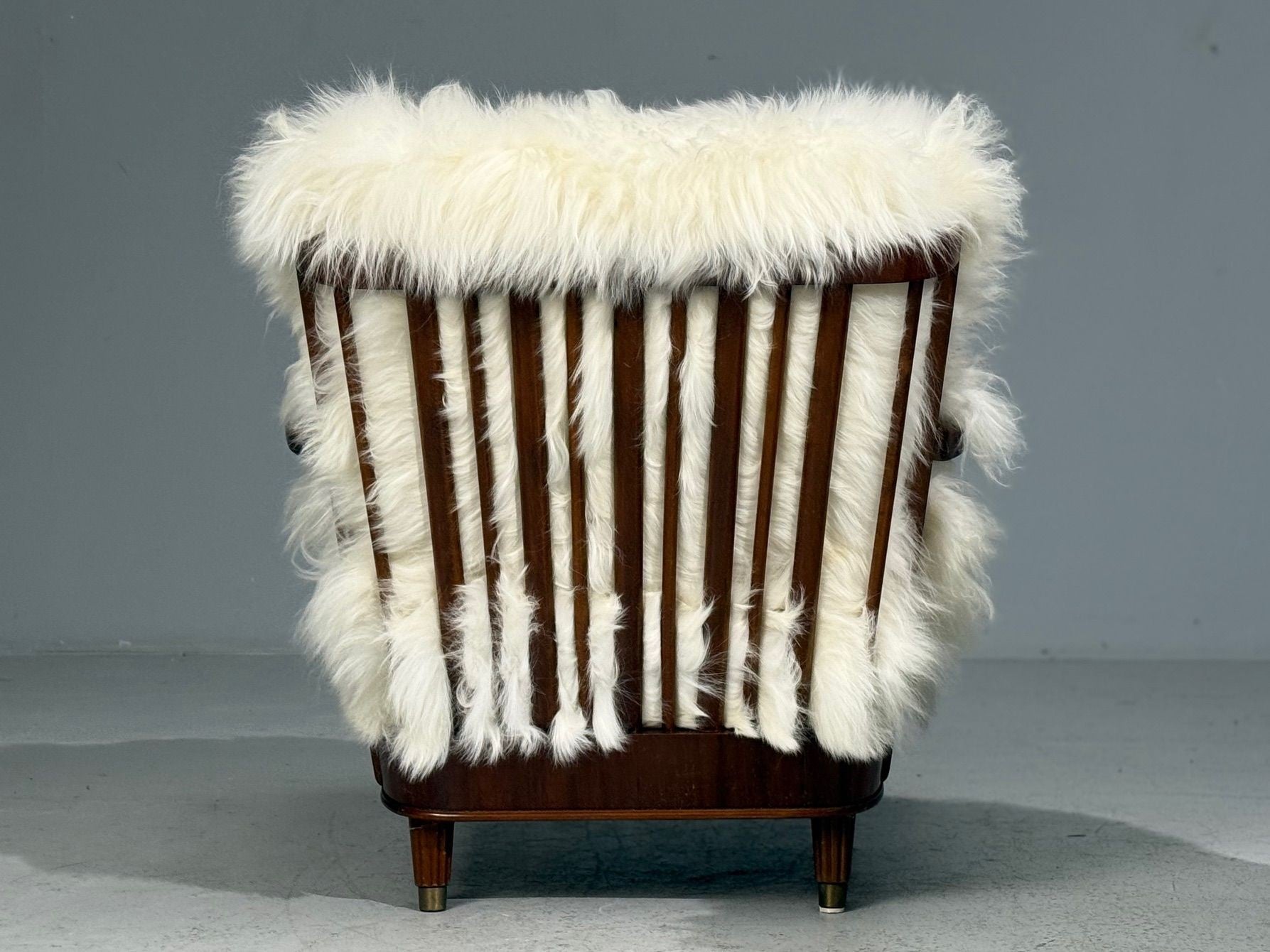 Svante Skogh, Lounge Chairs, Mongolian Fur, Beech, Sweden, 1945