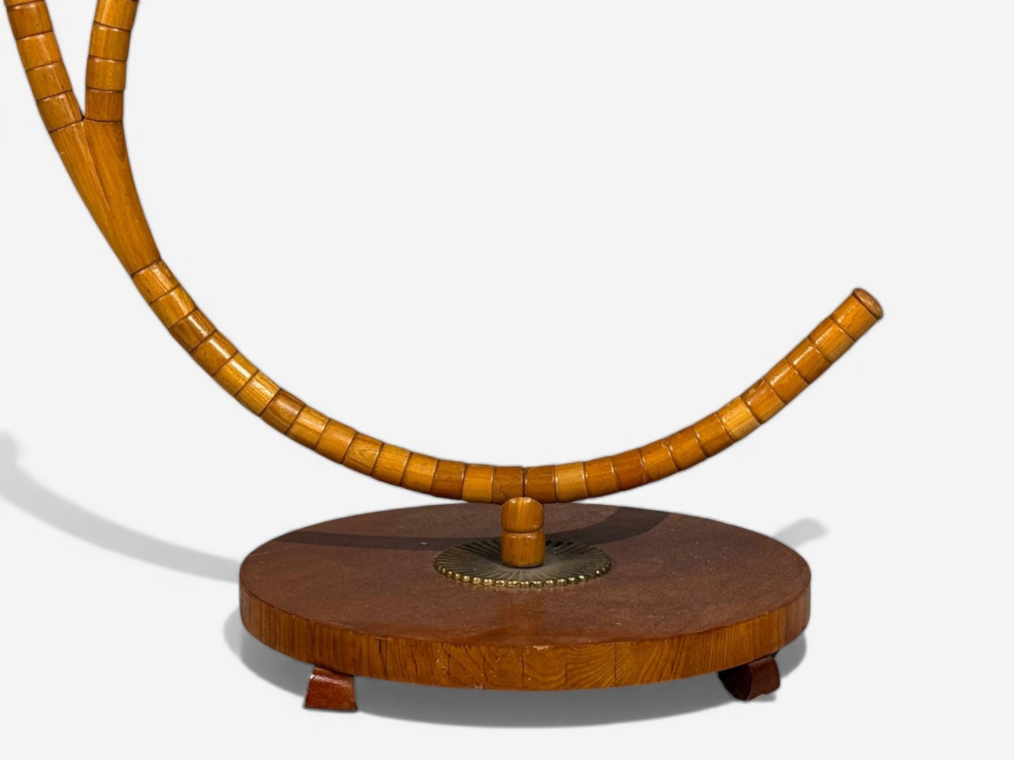 Swedish Modern, Floor Lamp with Shelf, Birch, Brass, Sweden, 1930s