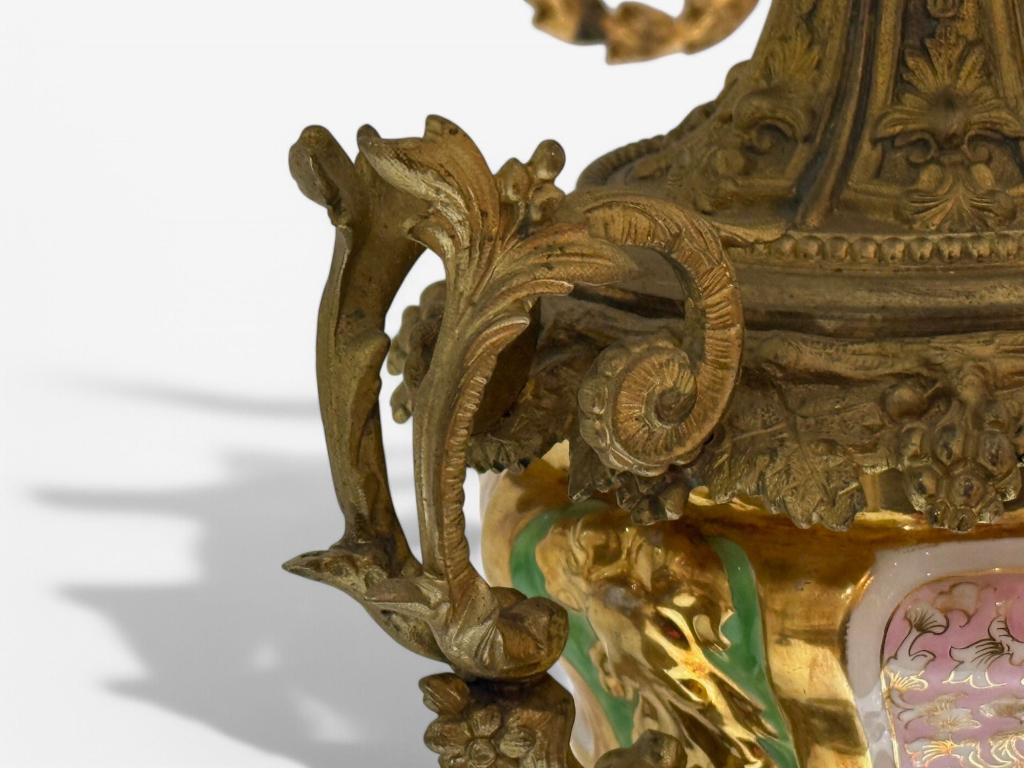 French Design, Gilt Bronze, Porcelain, Ornate Table Lamp, France, 19th C.