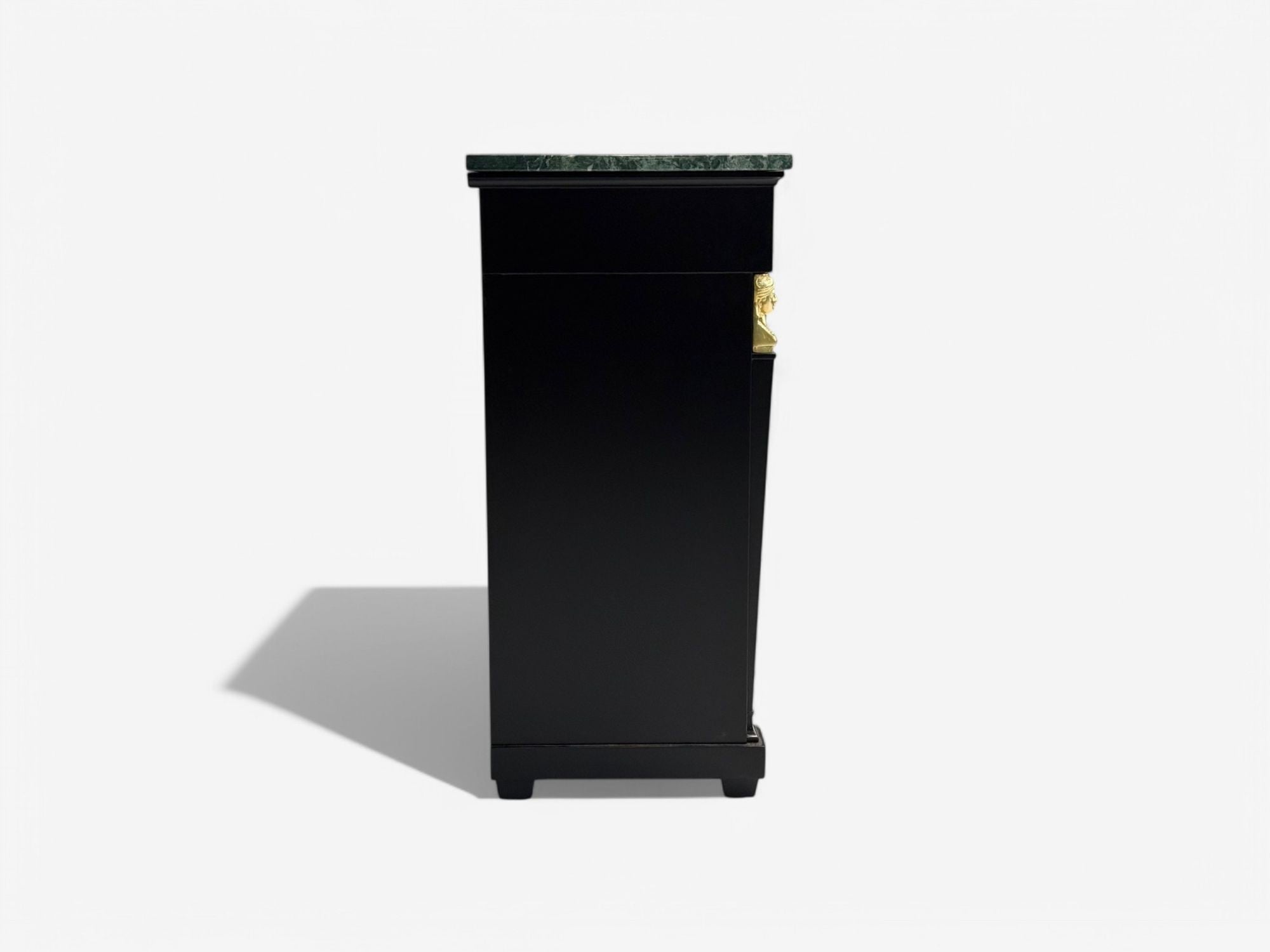 Hollywood Regency, Empire Style, Satin Black Wood, Bronze, Credenza, 1940s