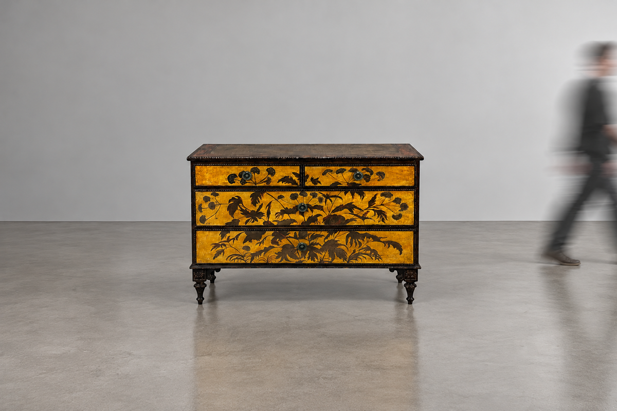Max Kuehne, Silver Leaf, Painted Wood, Rare Commode, USA, 1950s