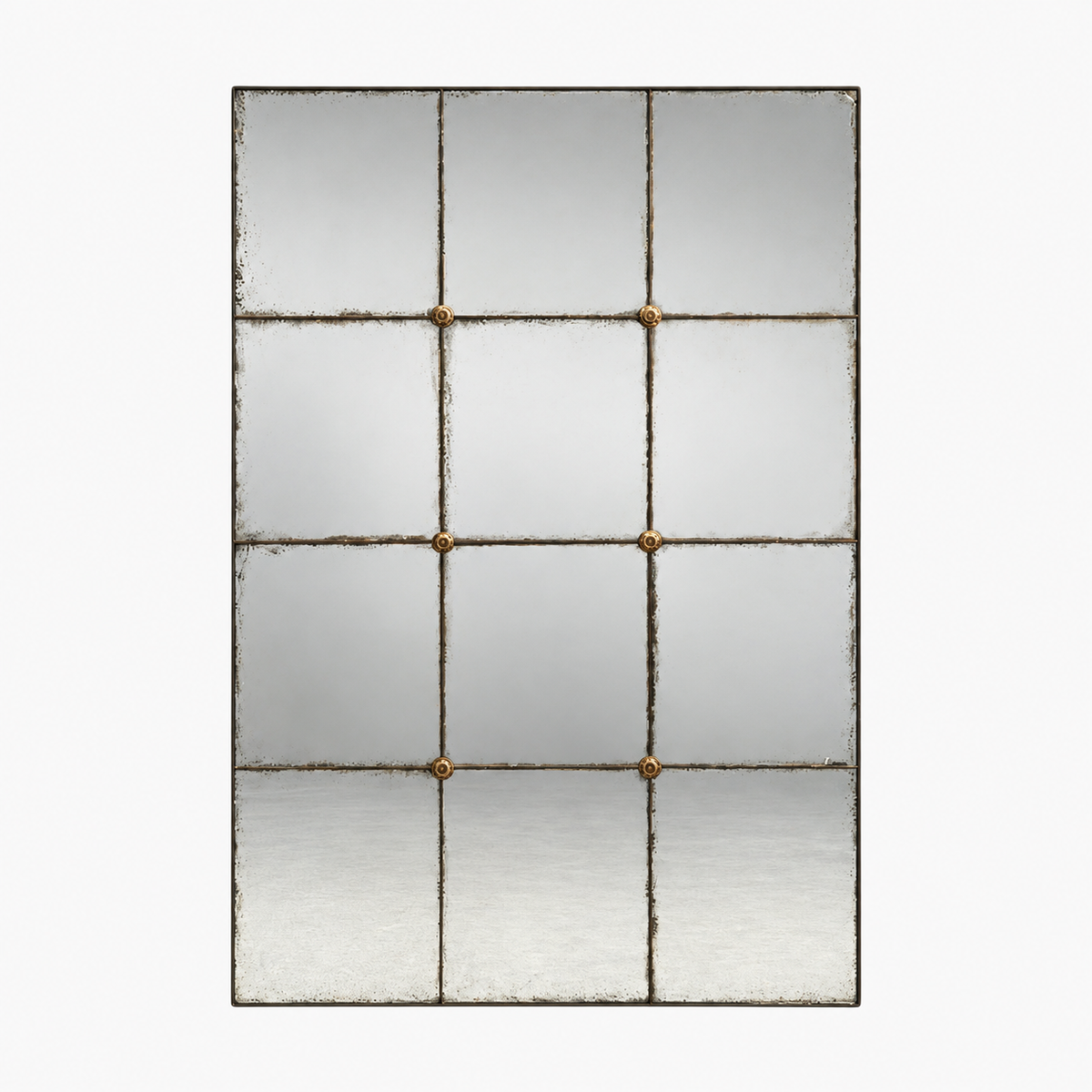Baroque Style, Rectangular Silver Wall Mirror, Eglomise Glass, Stained Wood