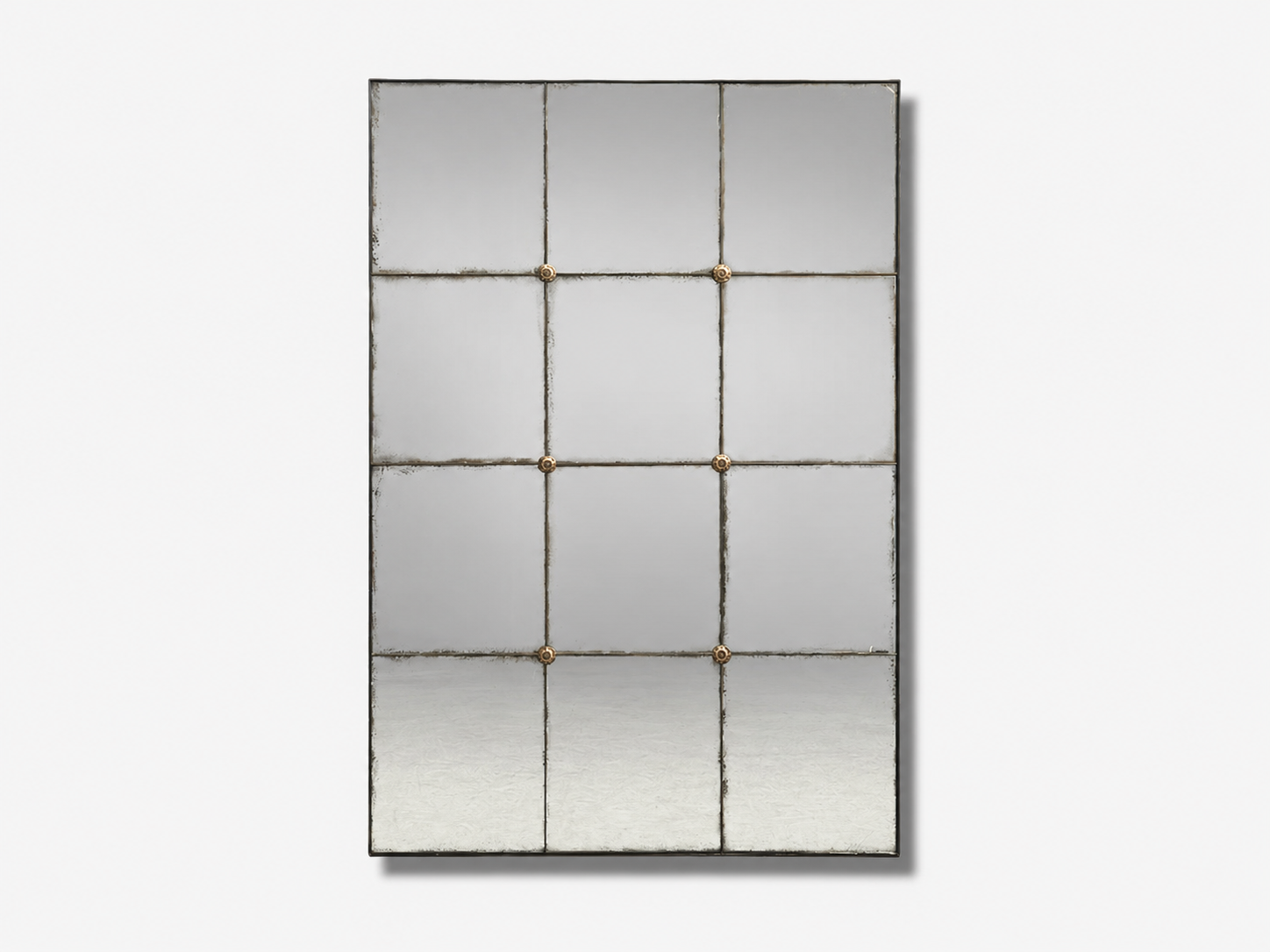 Baroque Style, Rectangular Silver Wall Mirror, Eglomise Glass, Stained Wood
