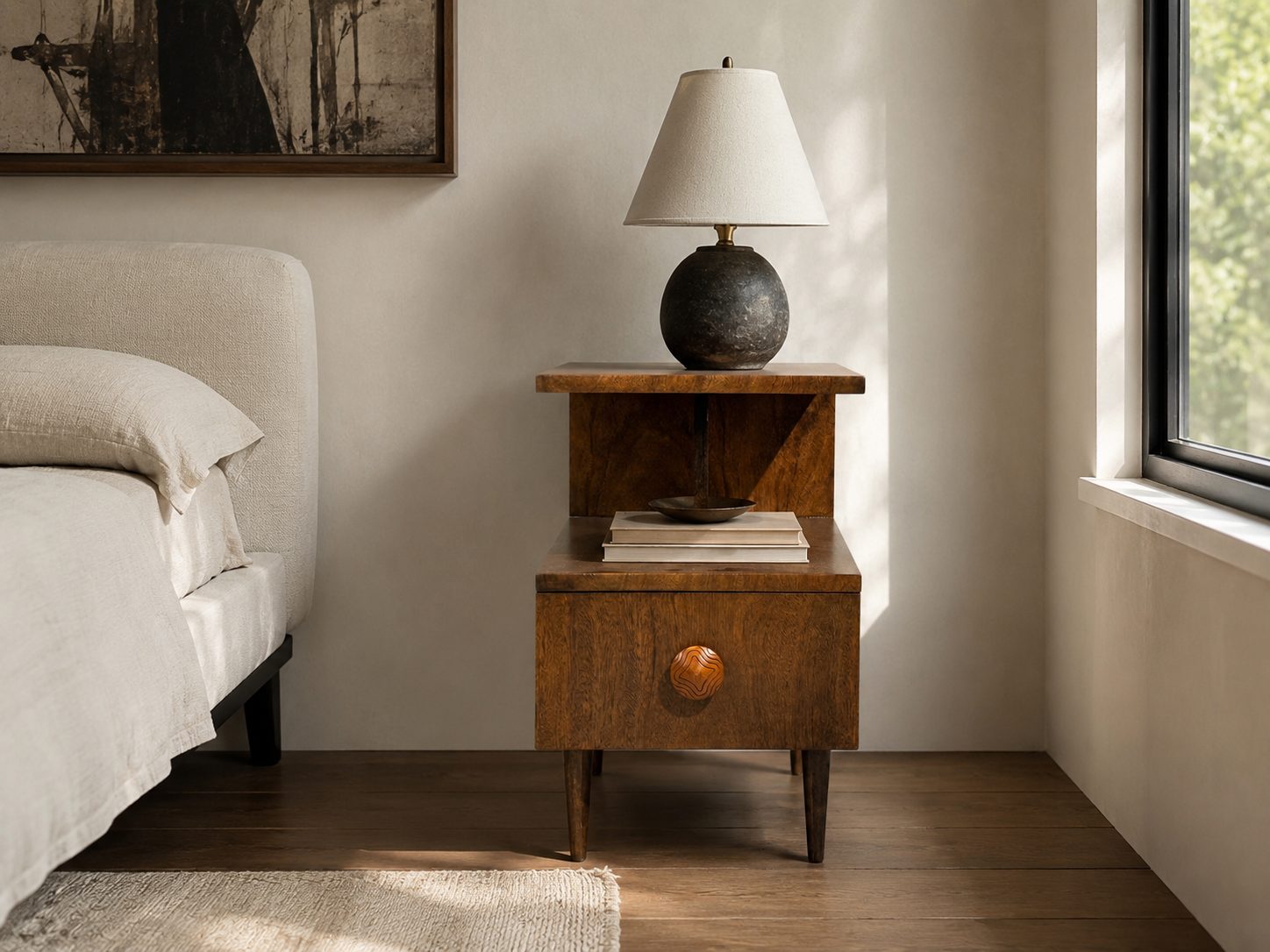 Gilbert Rohde, Rare Paldao End Tables, Walnut, USA, 1940s