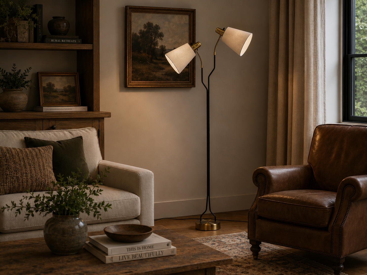 Eskilstuna Elektrofabrik, Floor Lamp, Laqcuered Metal, Brass, Sweden, 1950s
