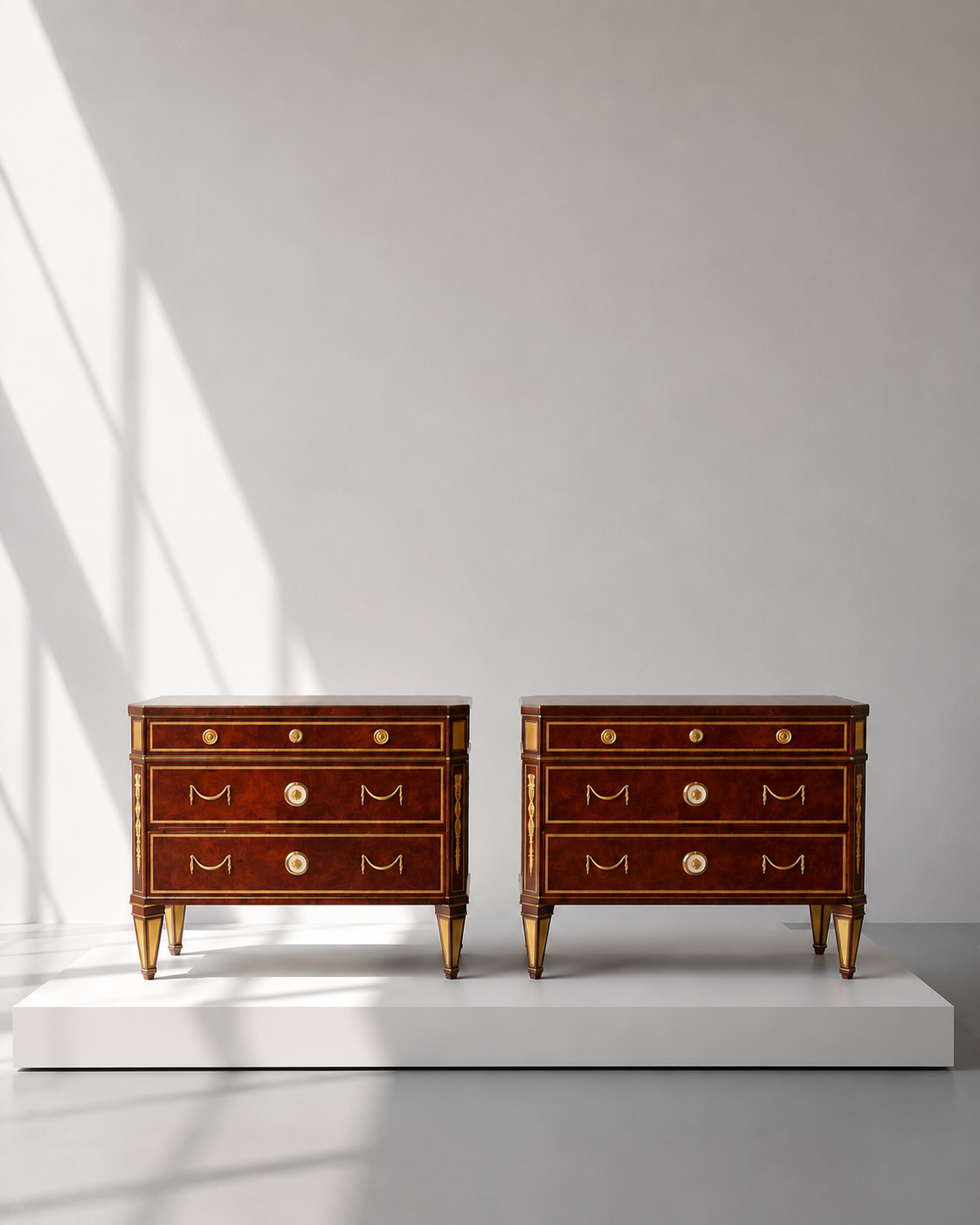 Neoclassical, Rare Commodes, Tortoise Shell Veneer, Bronze, Baltic States, 1880s