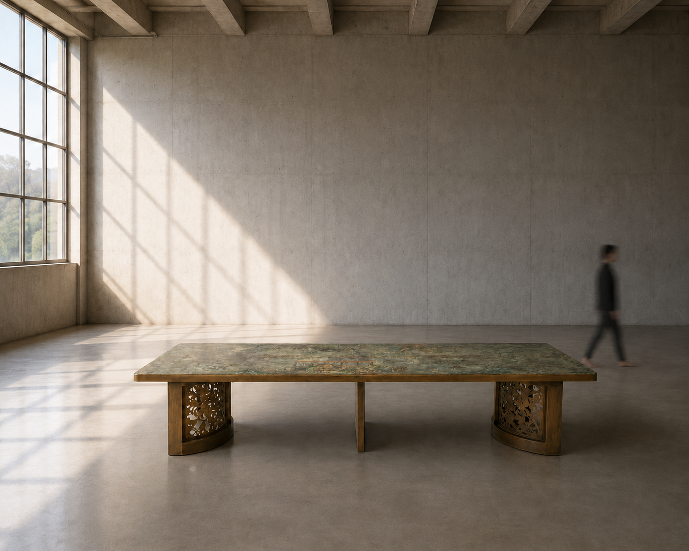 Philip and Kelvin LaVerne, Rare and Important Dining Table, Bronze, USA, 1960s
