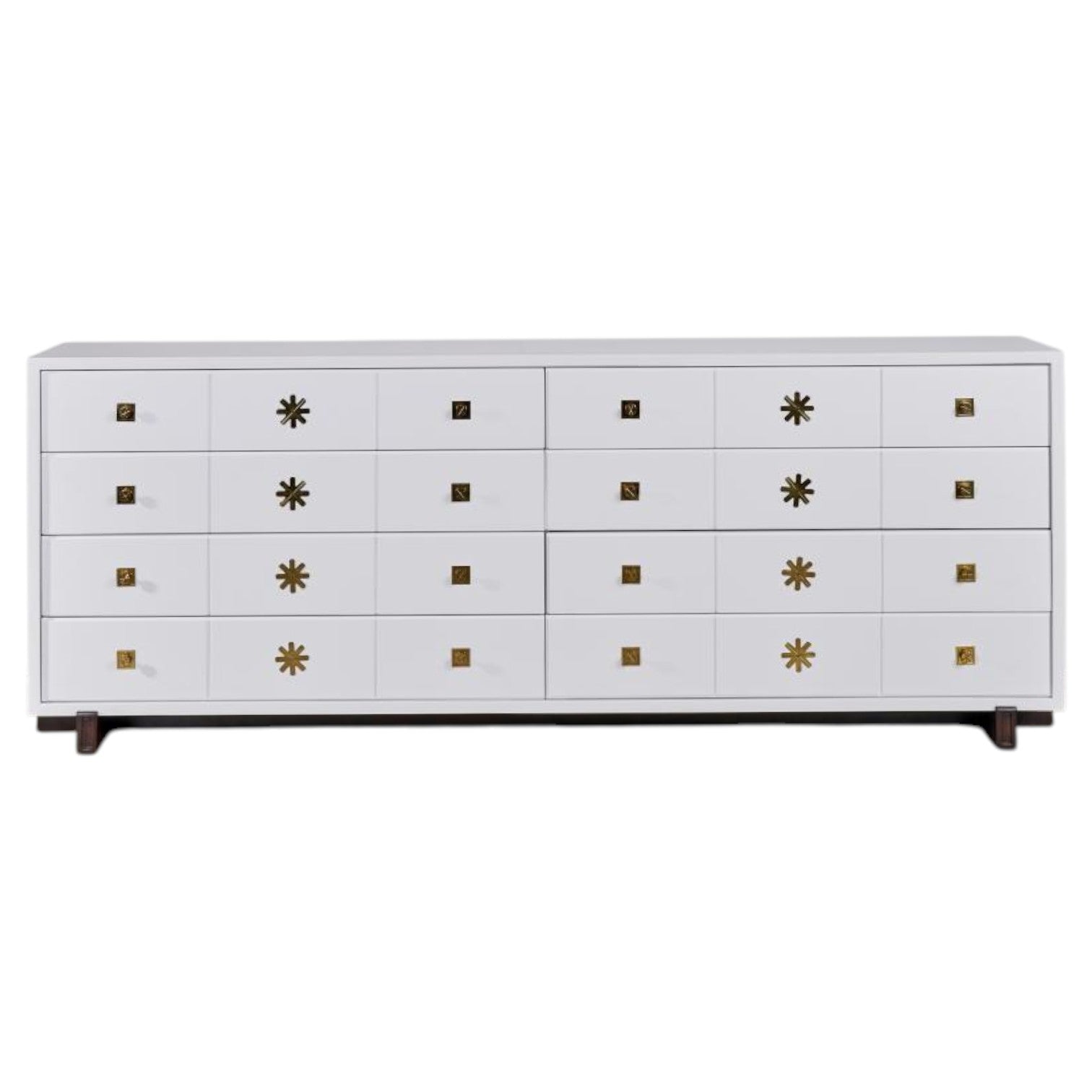 Tommi Parzinger, Double Commode, White Lacquer, Brass, USA, 1950s