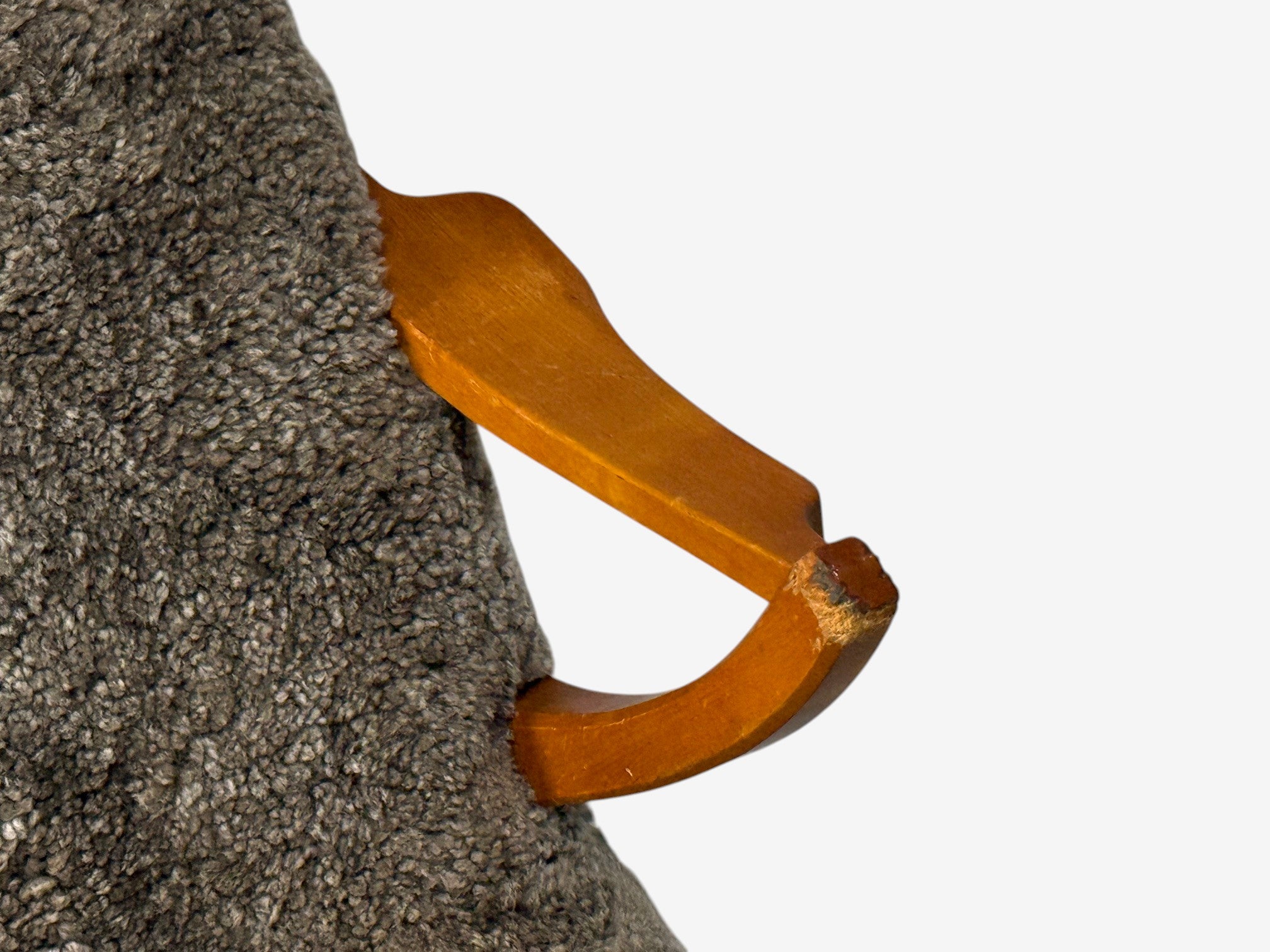 JIO Möbler, Chaise Lounge, Gray Shearling, Elm, Sweden, 1960s